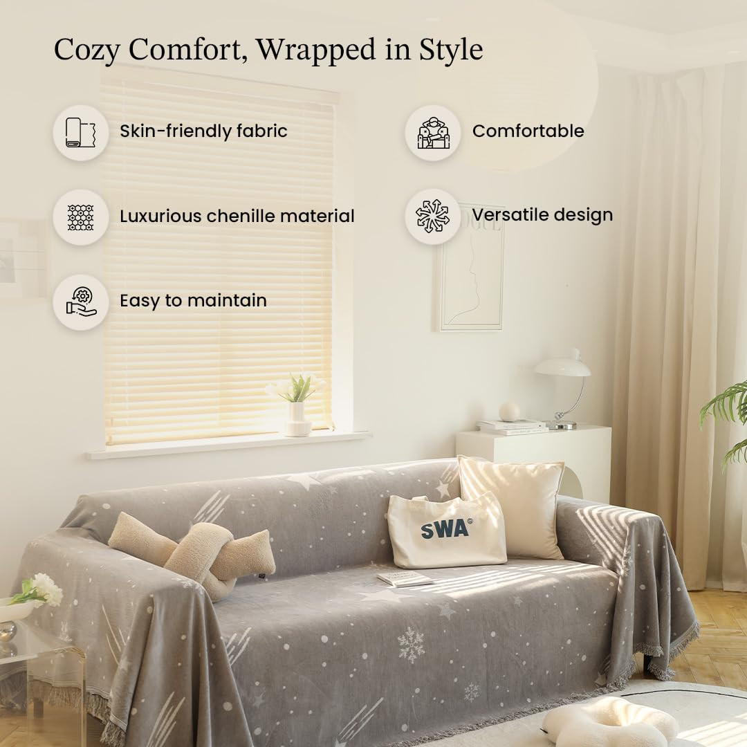 Kuber Industries Decorative Chenille Sofa throw|Throw for Sofa, Bed & Couch|Ideal for Indoor & Outdoor 