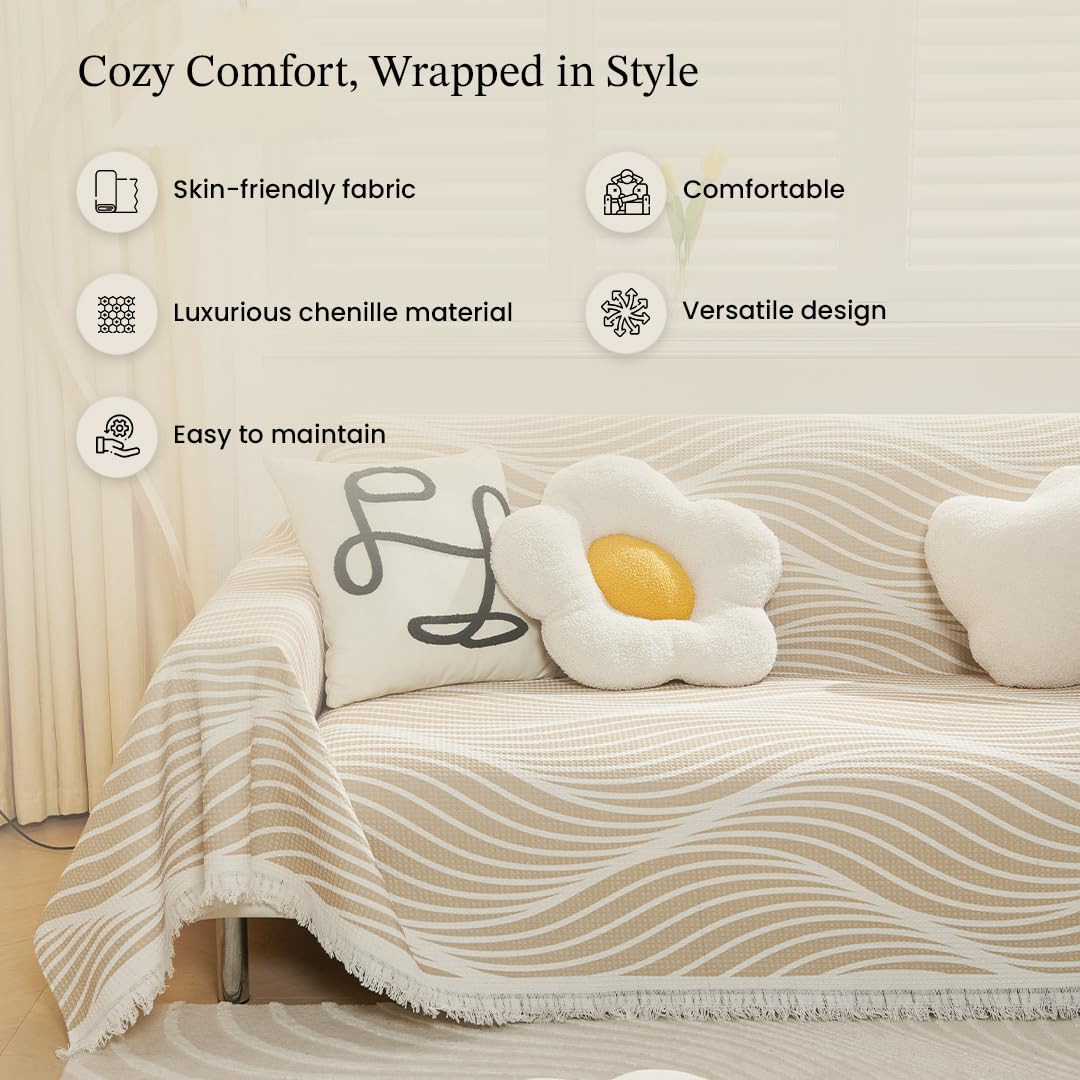 Kuber Industries Decorative Chenille Sofa throw|Throw for Sofa, Bed & Couch|Ideal for Indoor & Outdoor 