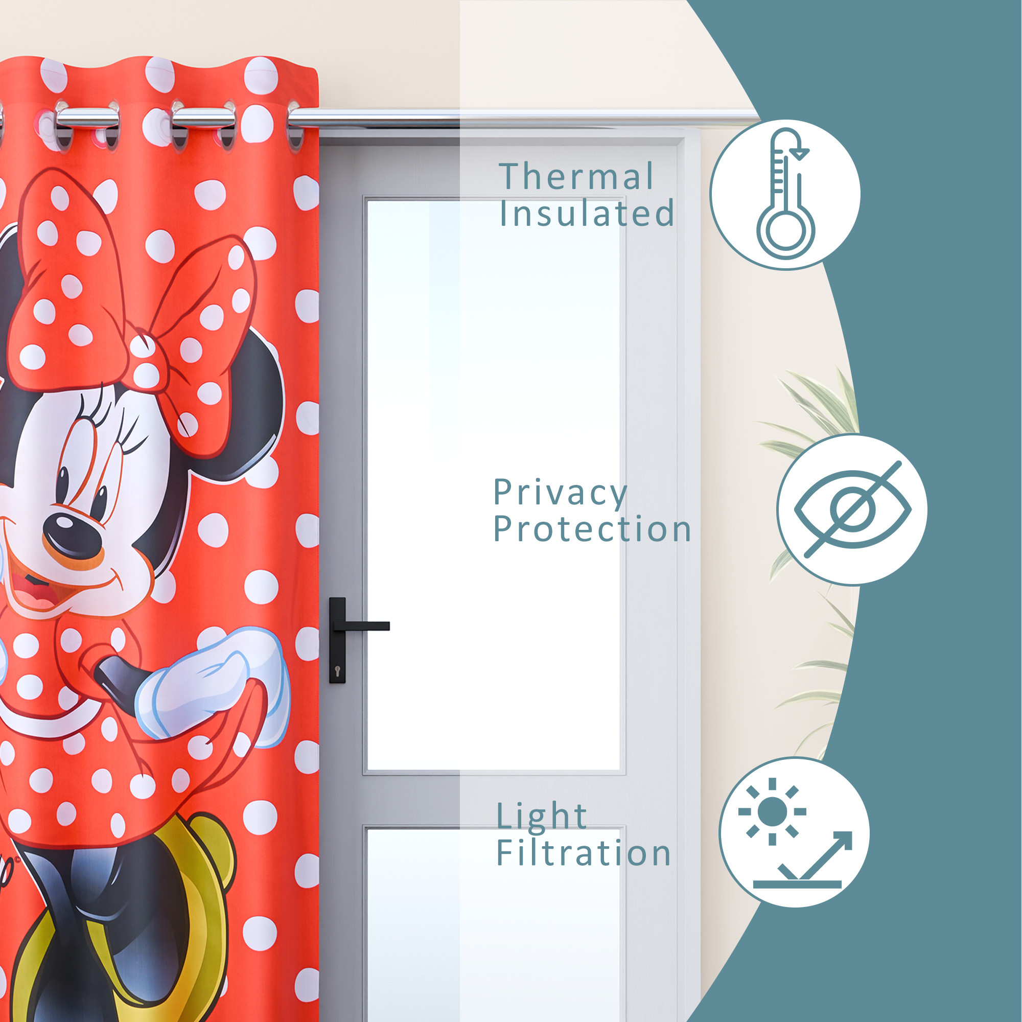 Kuber Industries Decorative Door Curtains 7 Feet for Home  Living Room with Eyelet Rings  Aesthetic Pardaa  Door Decoration Sheet Curtain  Disney Mickey Print - Red