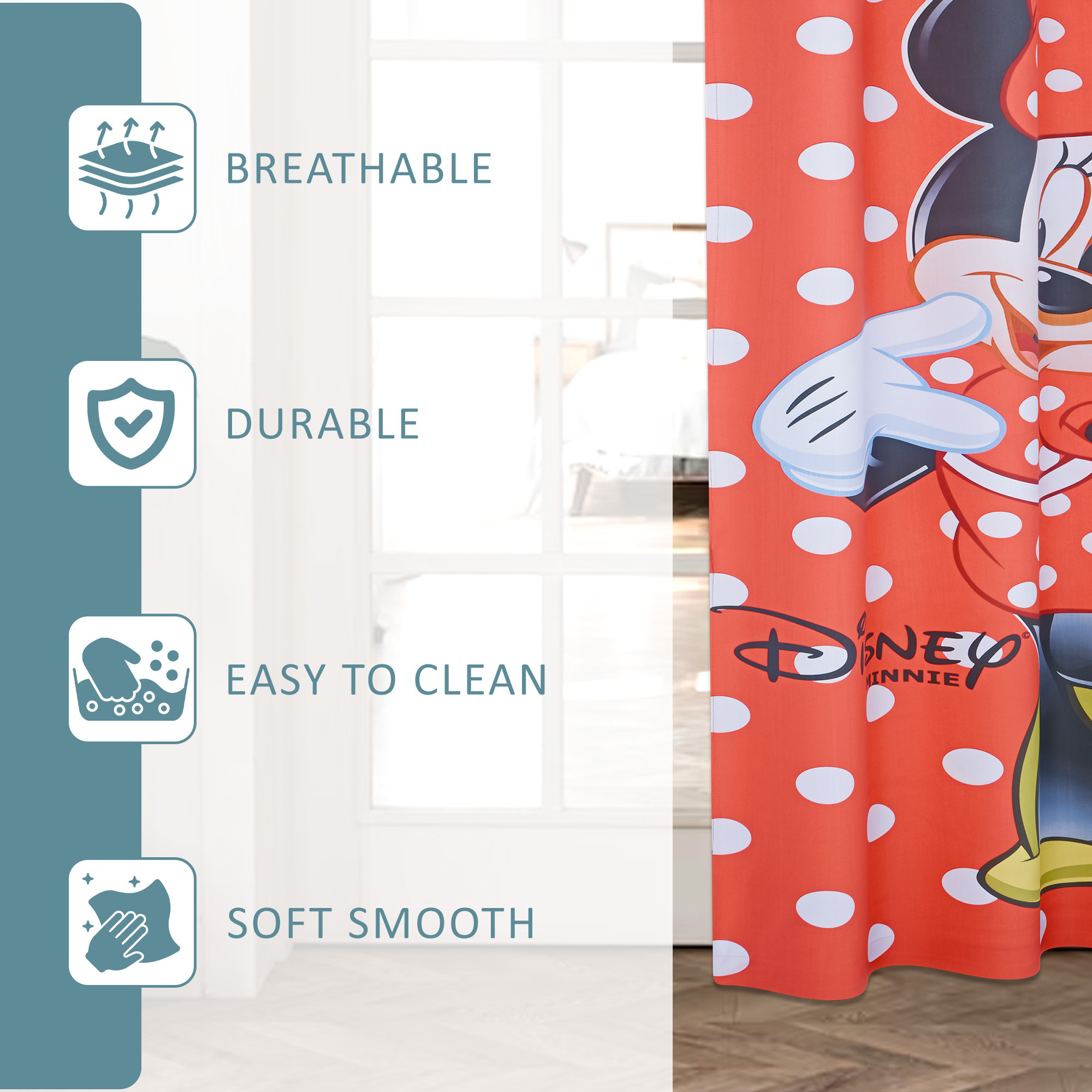 Kuber Industries Decorative Door Curtains 7 Feet for Home  Living Room with Eyelet Rings  Aesthetic Pardaa  Door Decoration Sheet Curtain  Disney Mickey Print - Red