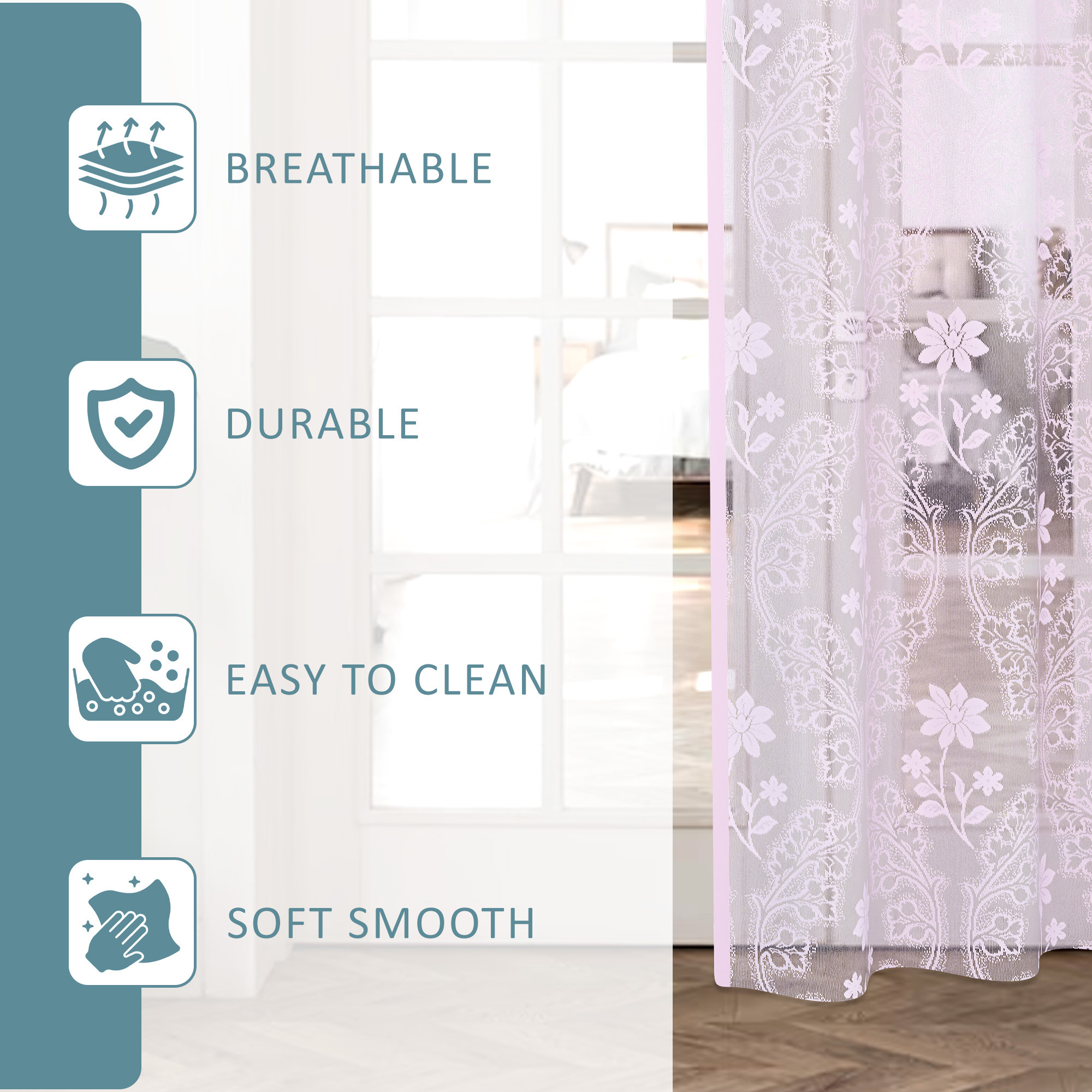 Kuber Industries Decorative Door Curtains 7 Feet for Home  Living Room with Eyelet Rings  Aesthetic Pardaa  Door Decoration Sheet Curtain  Plain - Light Pink