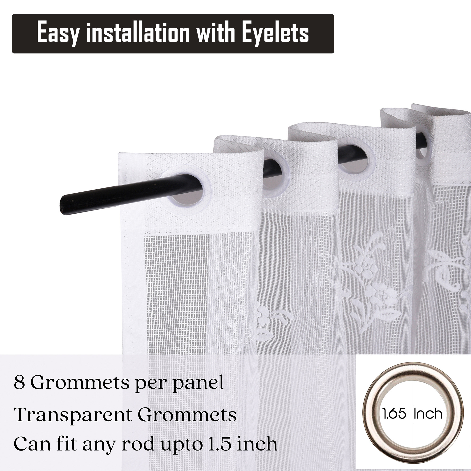 Kuber Industries Decorative Door Curtains 7 Feet for Home  Living Room with Eyelet Rings  Aesthetic Pardaa  Door Decoration Sheet Curtain  Floral Embroidery - White