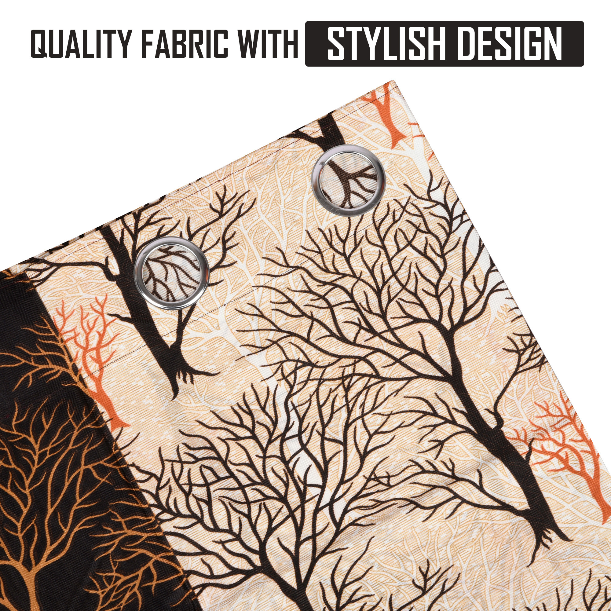 Kuber Industries Decorative Door Curtains 7 Feet for Home  Living Room with Eyelet Rings  Aesthetic Pardaa  Door Decoration Sheet Curtain  Tree Print - Brown  Beige