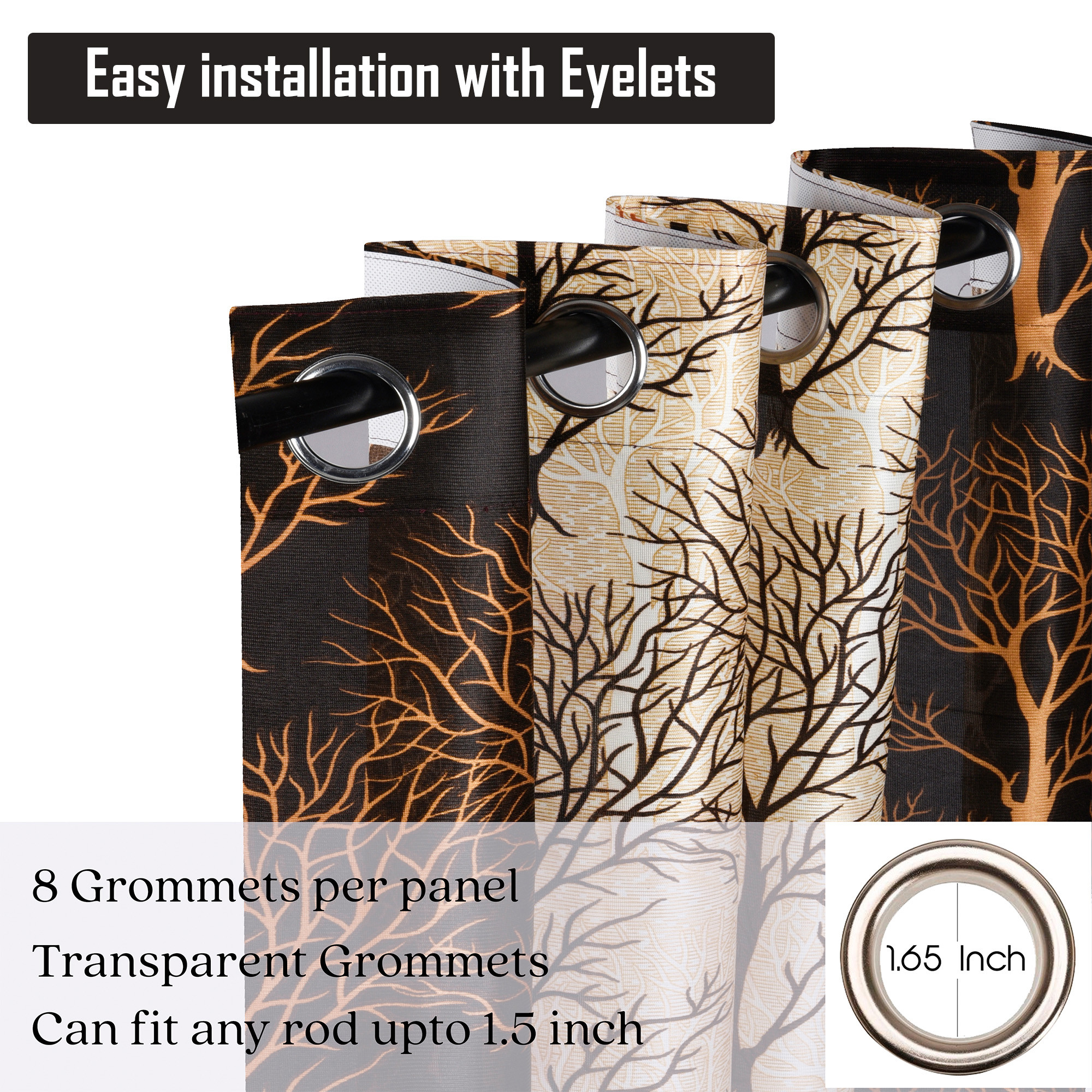 Kuber Industries Decorative Door Curtains 7 Feet for Home  Living Room with Eyelet Rings  Aesthetic Pardaa  Door Decoration Sheet Curtain  Tree Print - Brown  Beige