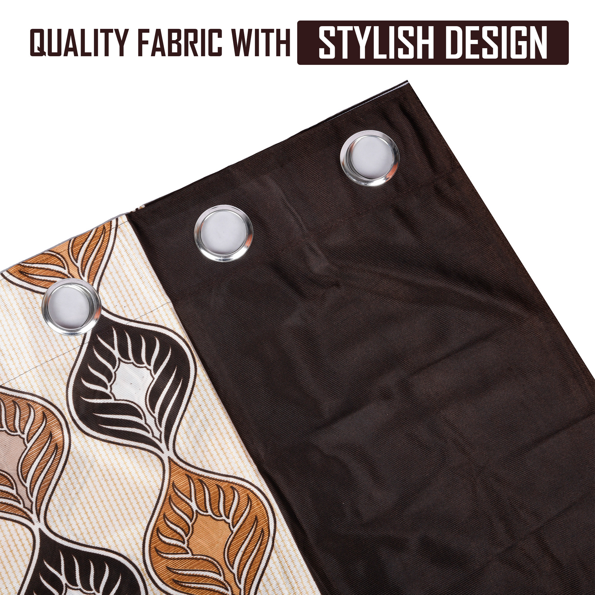 Kuber Industries Decorative Door Curtains 7 Feet for Home  Living Room with Eyelet Rings  Aesthetic Pardaa  Door Decoration Sheet Curtain  Big Leaf Print - Brown  Beige