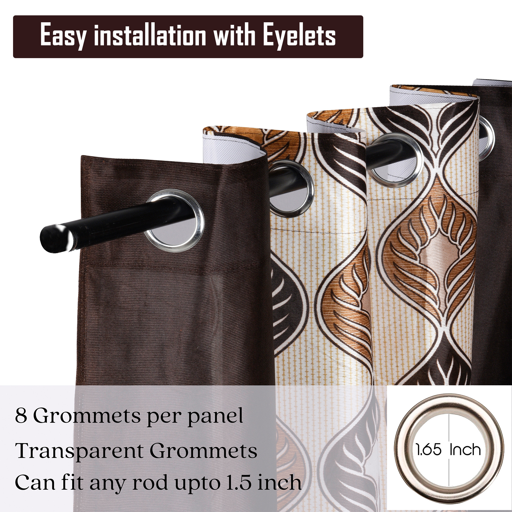 Kuber Industries Decorative Door Curtains 7 Feet for Home  Living Room with Eyelet Rings  Aesthetic Pardaa  Door Decoration Sheet Curtain  Big Leaf Print - Brown  Beige