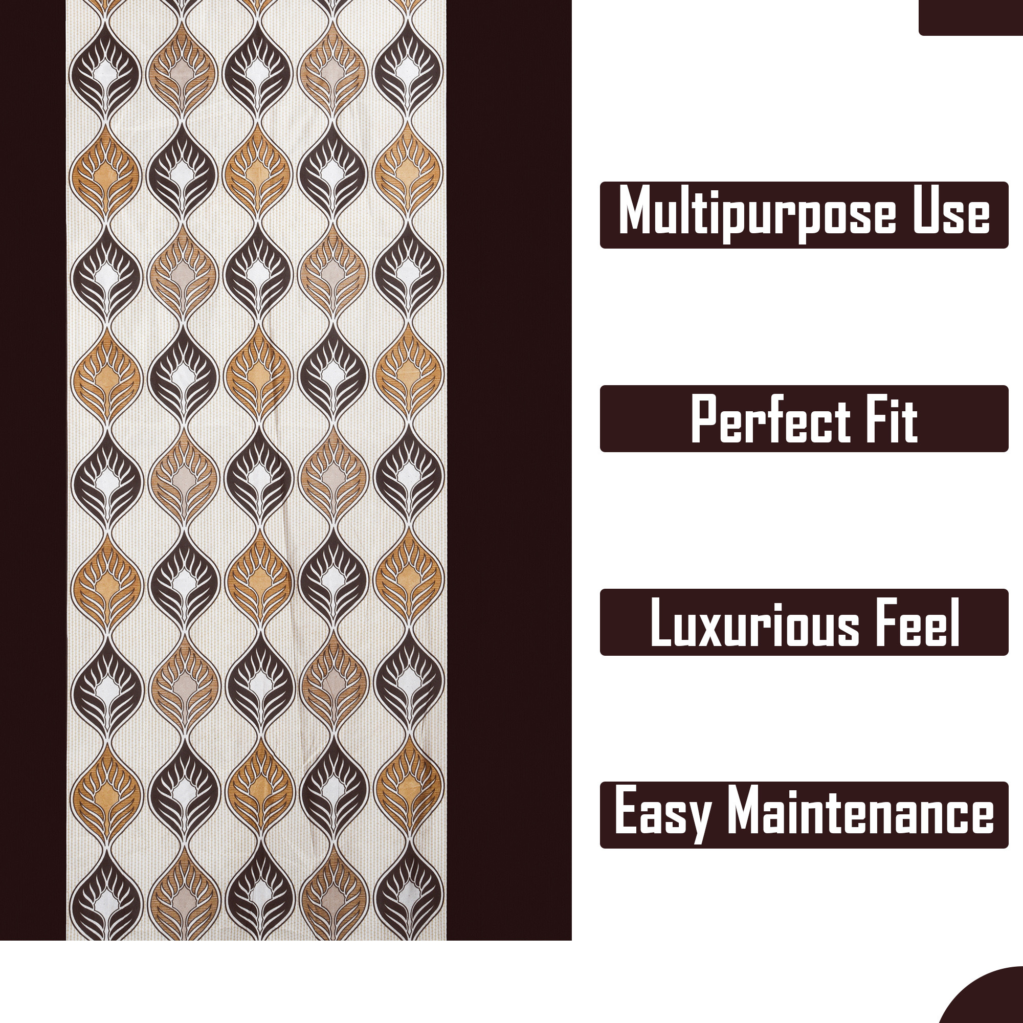 Kuber Industries Decorative Door Curtains 7 Feet for Home  Living Room with Eyelet Rings  Aesthetic Pardaa  Door Decoration Sheet Curtain  Big Leaf Print - Brown  Beige