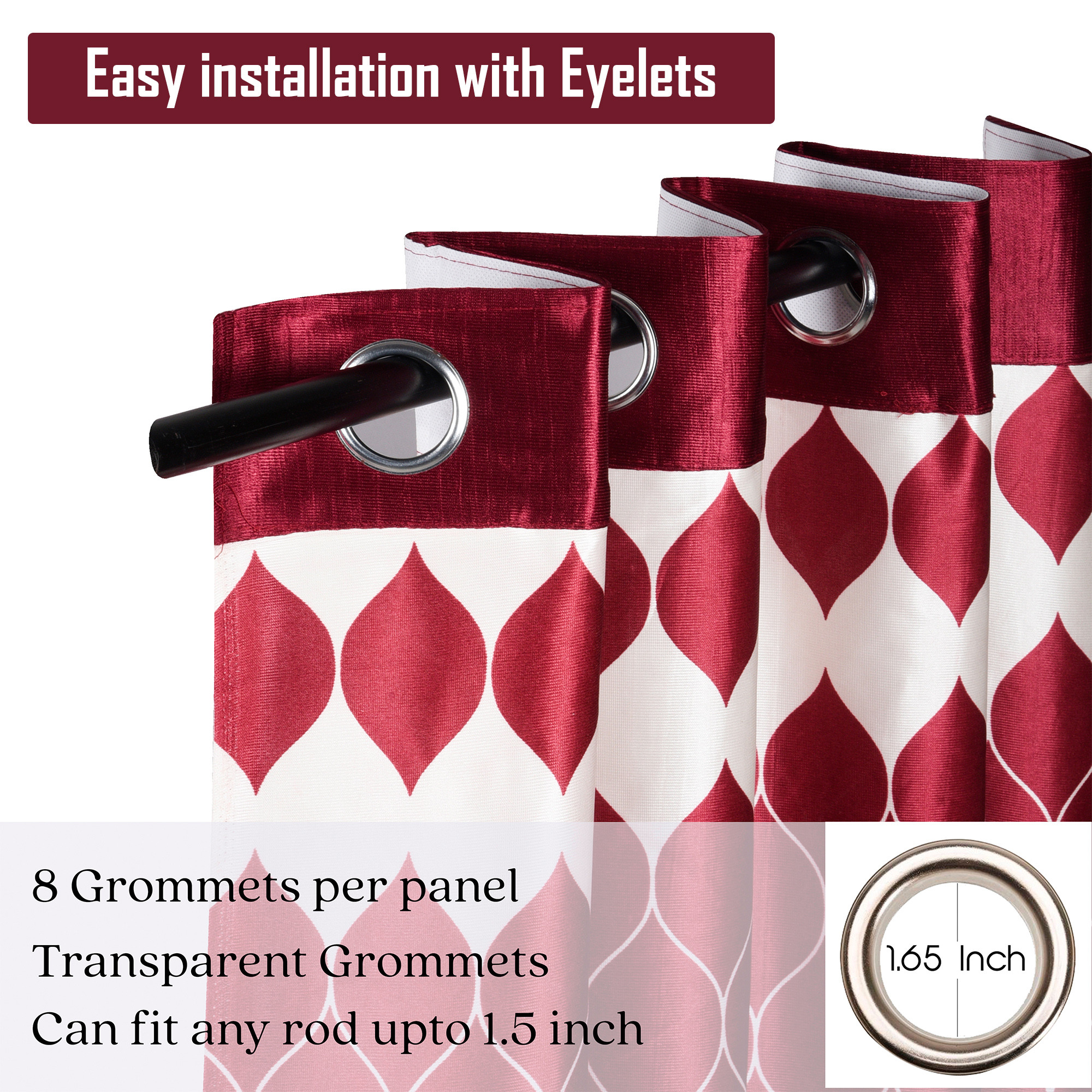 Kuber Industries Decorative Door Curtains 7 Feet for Home  Living Room with Eyelet Rings  Aesthetic Pardaa  Door Decoration Sheet Curtain  Design - White  Maroon