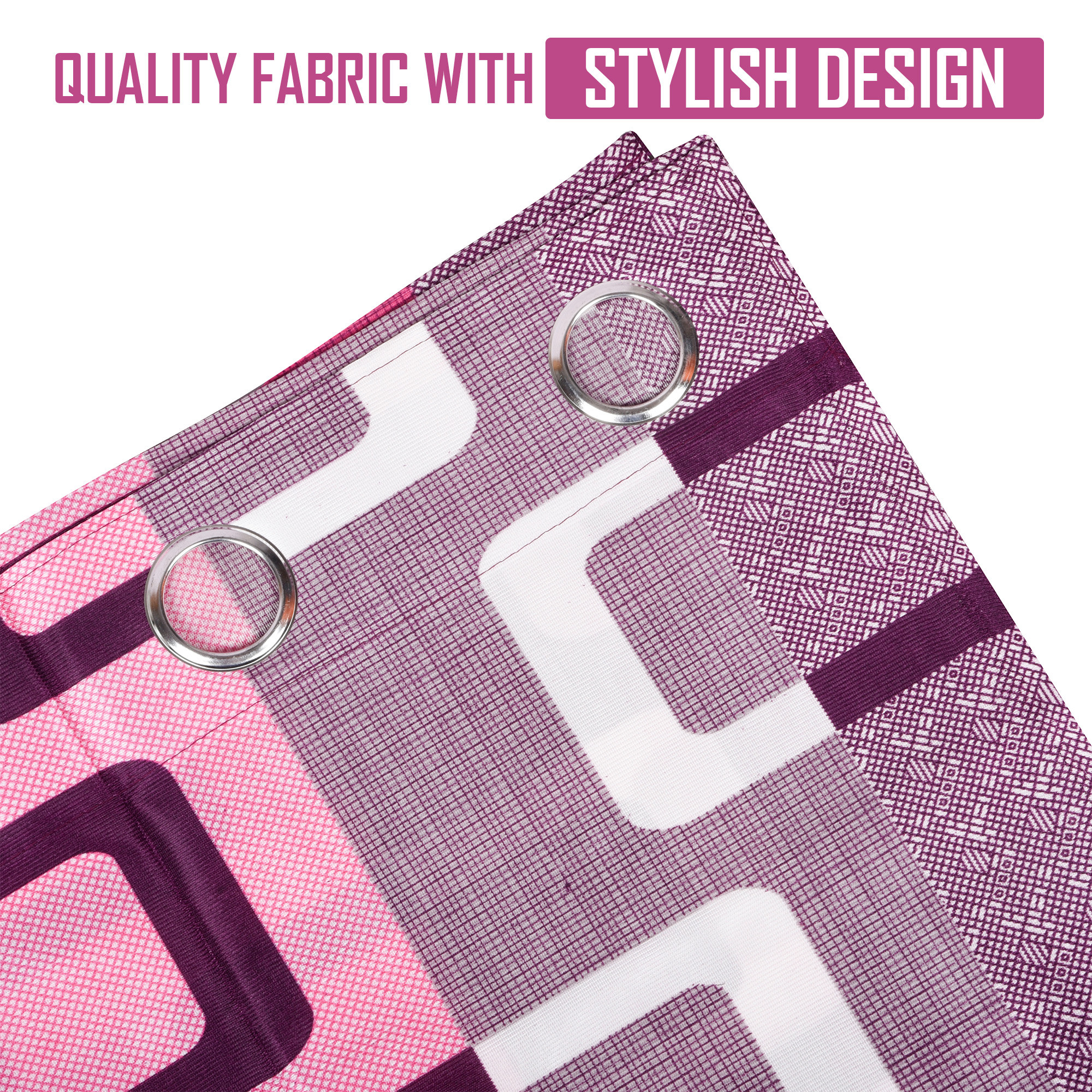 Kuber Industries Decorative Door Curtains 7 Feet for Home  Living Room with Eyelet Rings  Aesthetic Pardaa  Door Decoration Sheet Curtain  Squares - Pink  Purple