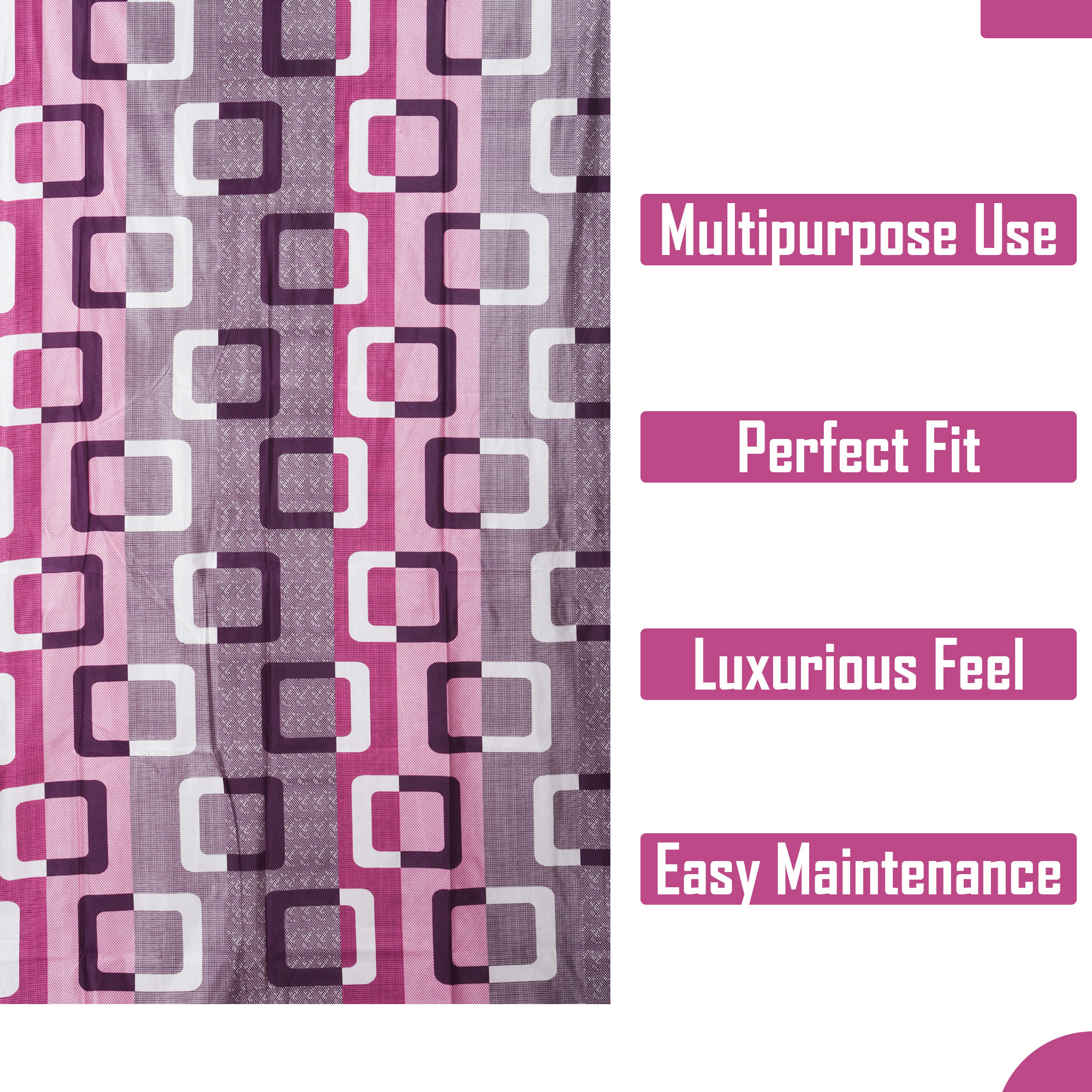 Kuber Industries Decorative Door Curtains 7 Feet for Home  Living Room with Eyelet Rings  Aesthetic Pardaa  Door Decoration Sheet Curtain  Squares - Pink  Purple