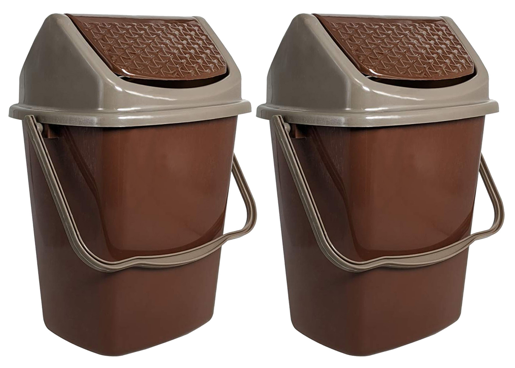 Kuber Industries Delight Plastic Swing  Garbage Waste Dustbin for Home, Office with Handle, 5 Liters (Brown)
