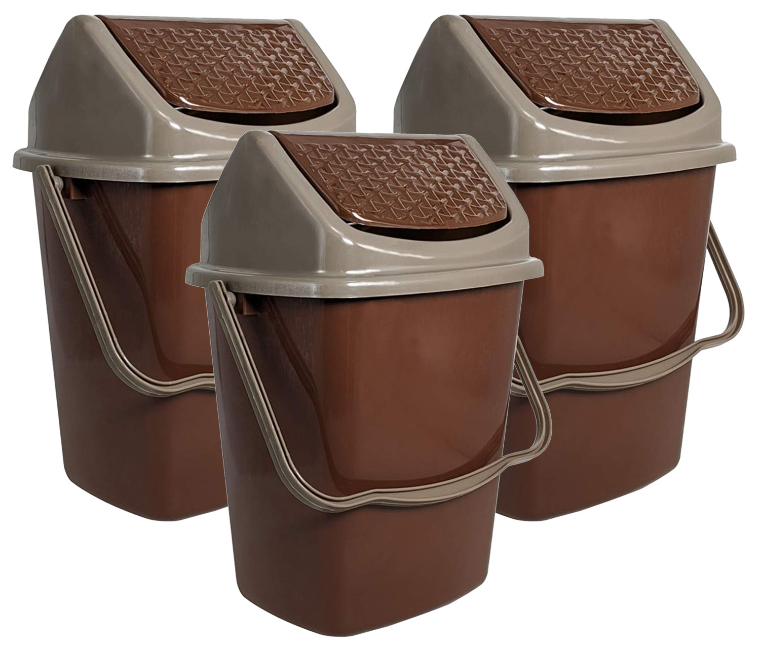 Kuber Industries Delight Plastic Swing  Garbage Waste Dustbin for Home, Office with Handle, 5 Liters (Brown)