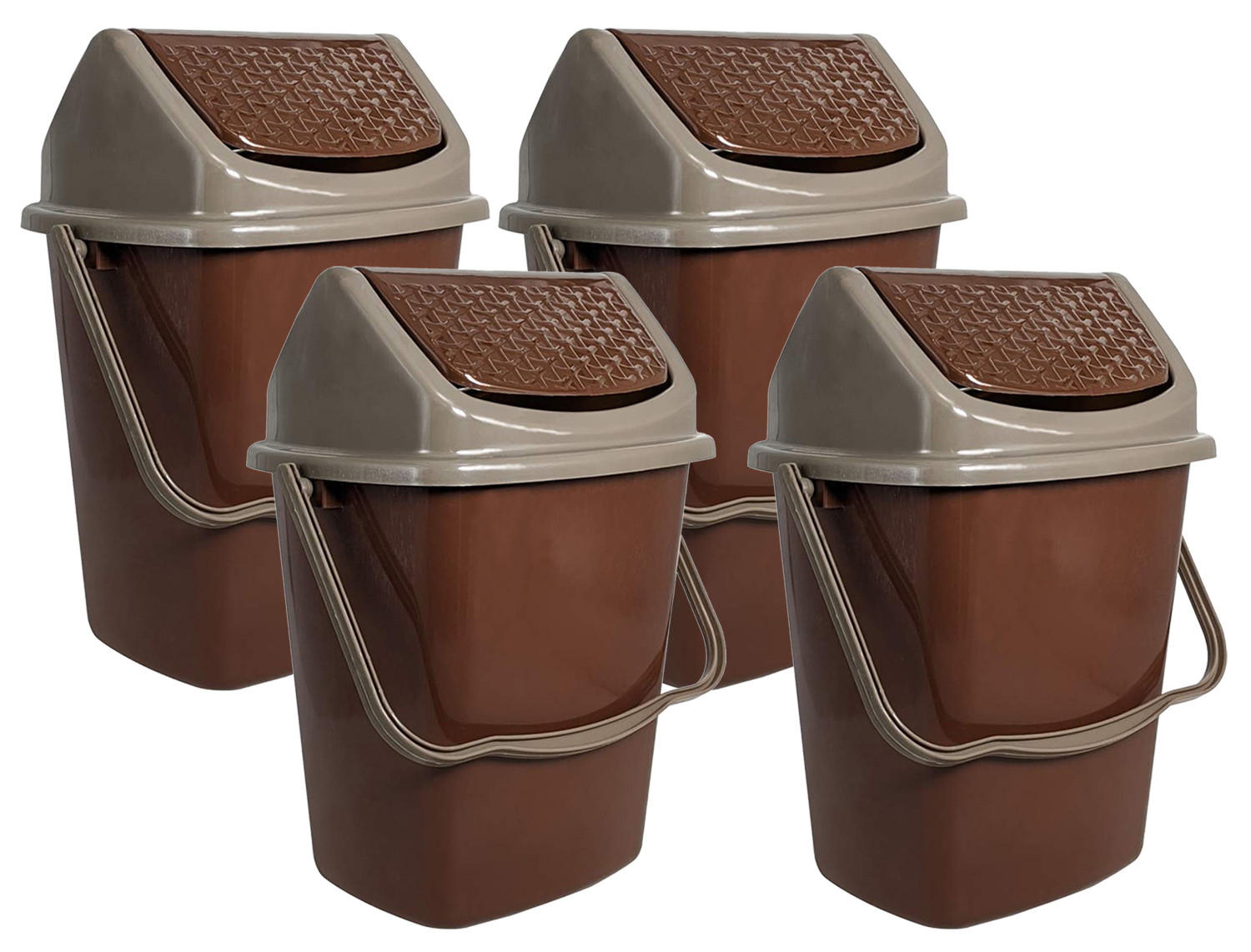 Kuber Industries Delight Plastic Swing  Garbage Waste Dustbin for Home, Office with Handle, 5 Liters (Brown)