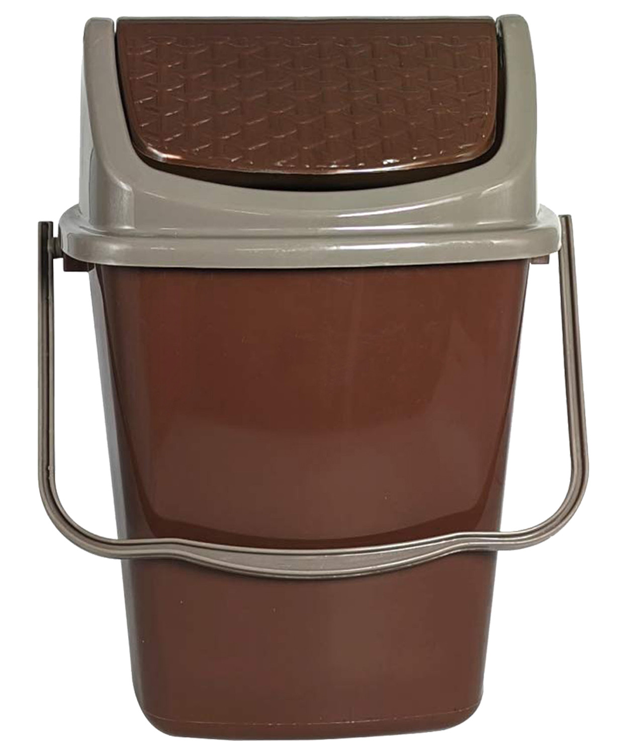 Kuber Industries Delight Plastic Swing  Garbage Waste Dustbin for Home, Office with Handle, 5 Liters (Brown & Yellow)