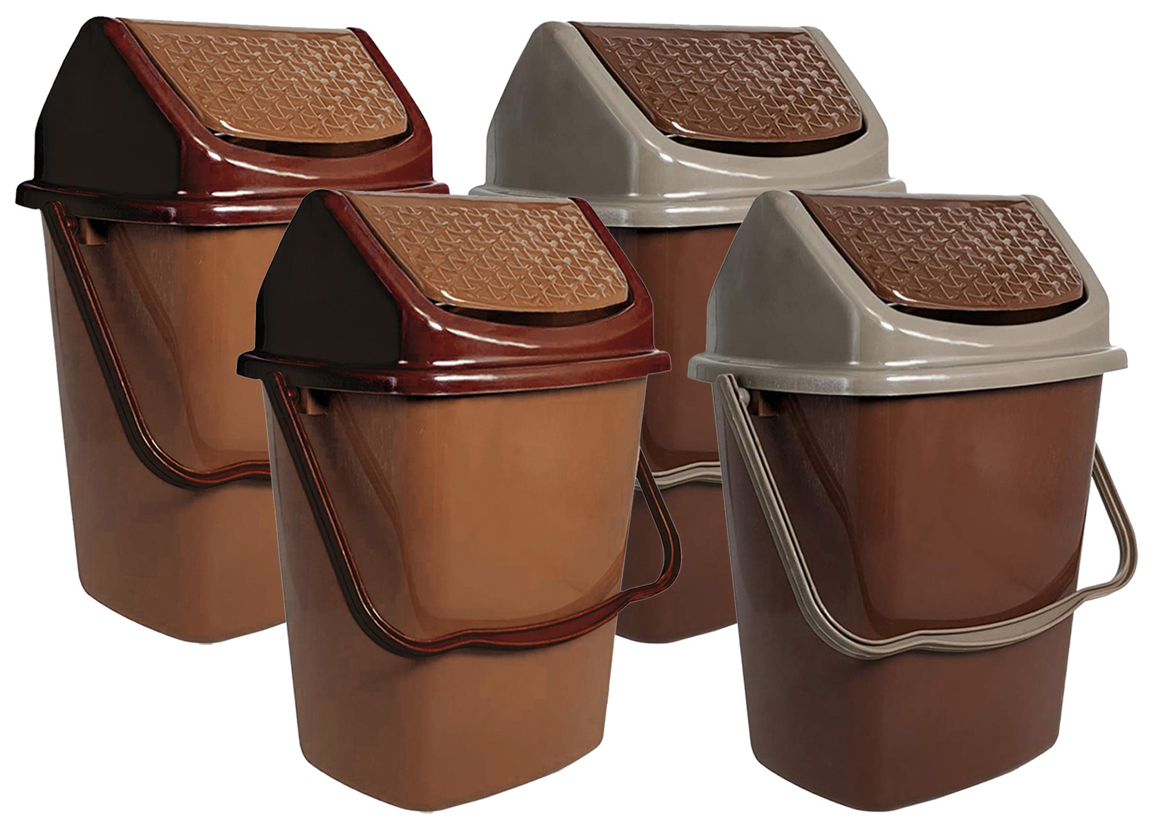 Kuber Industries Delight Plastic Swing  Garbage Waste Dustbin for Home, Office with Handle, 5 Liters (Brown & Light Brown)