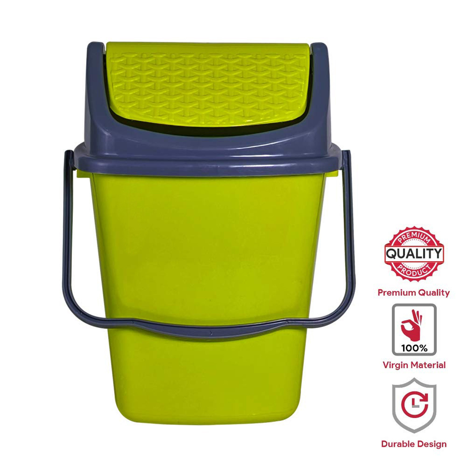 Kuber Industries Delight Plastic Swing  Garbage Waste Dustbin for Home, Office with Handle, 5 Liters (Green & Brown)