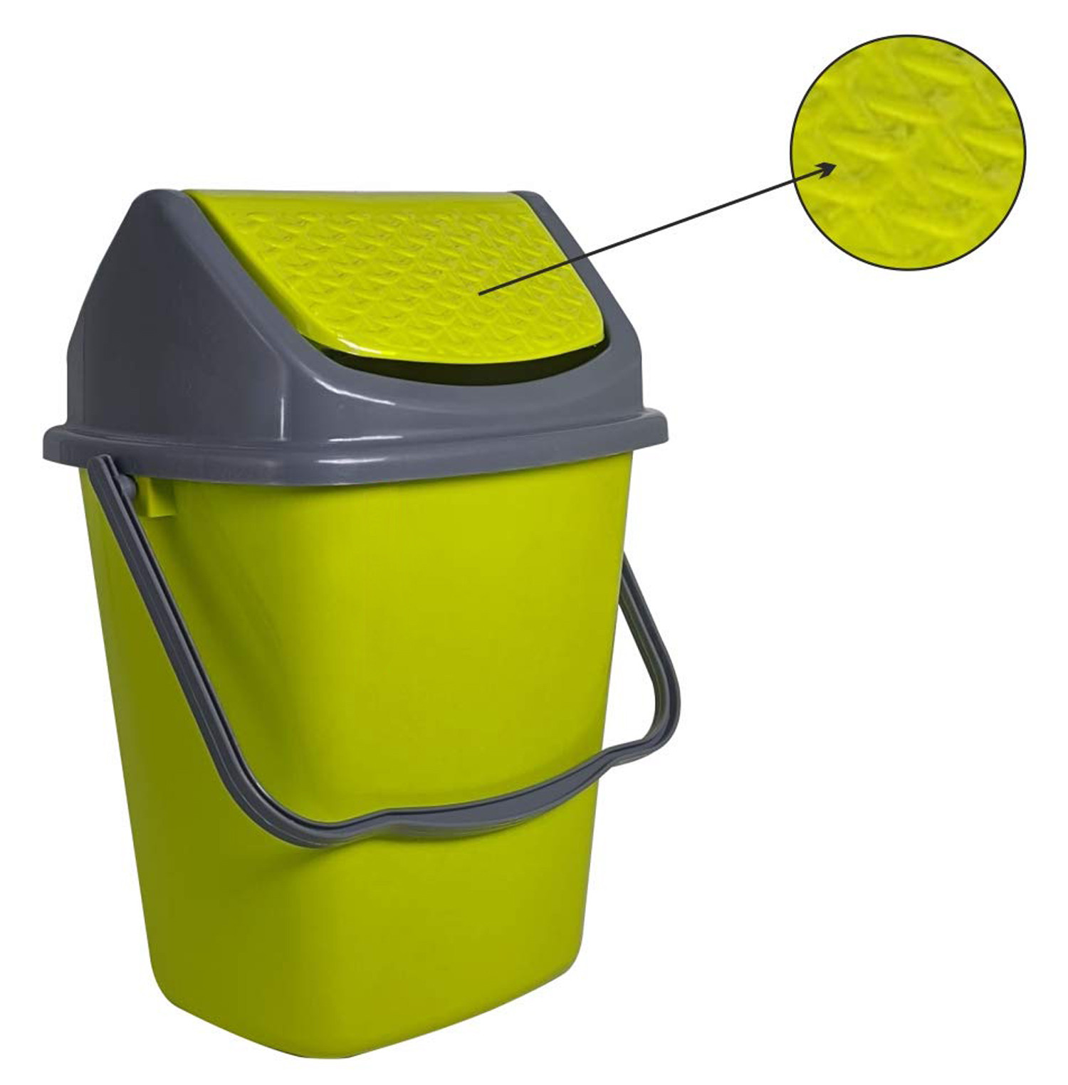 Kuber Industries Delight Plastic Swing  Garbage Waste Dustbin for Home, Office with Handle, 5 Liters (Green & Brown)