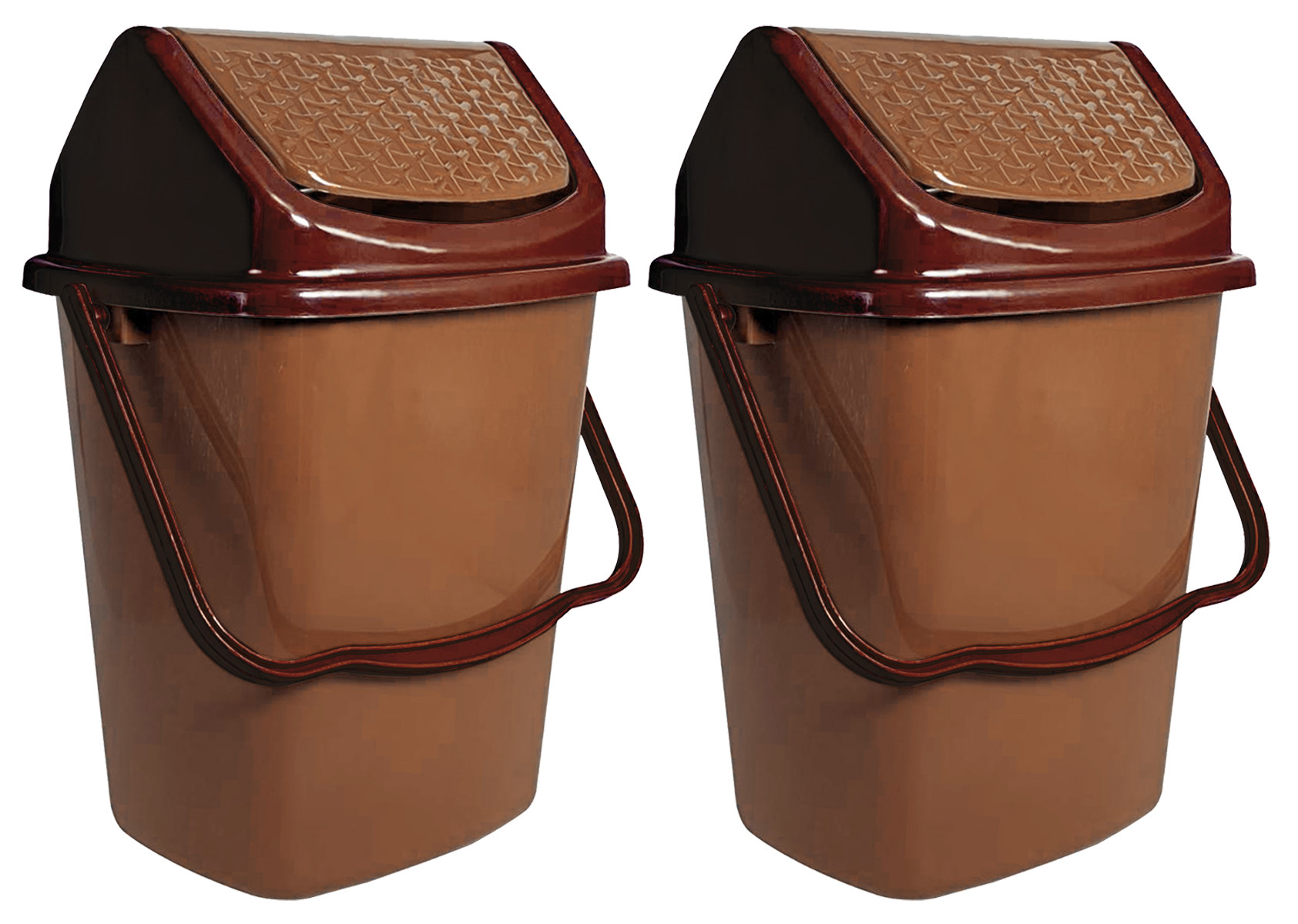 Kuber Industries Delight Plastic Swing  Garbage Waste Dustbin for Home, Office with Handle, 5 Liters (Light Brown)