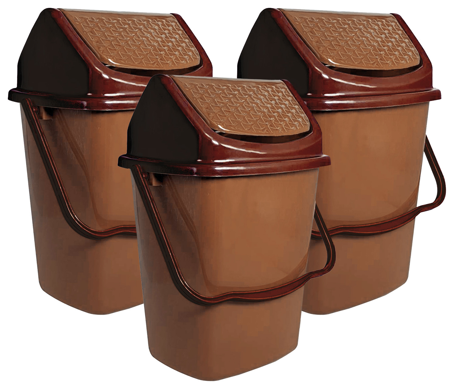 Kuber Industries Delight Plastic Swing  Garbage Waste Dustbin for Home, Office with Handle, 5 Liters (Light Brown)