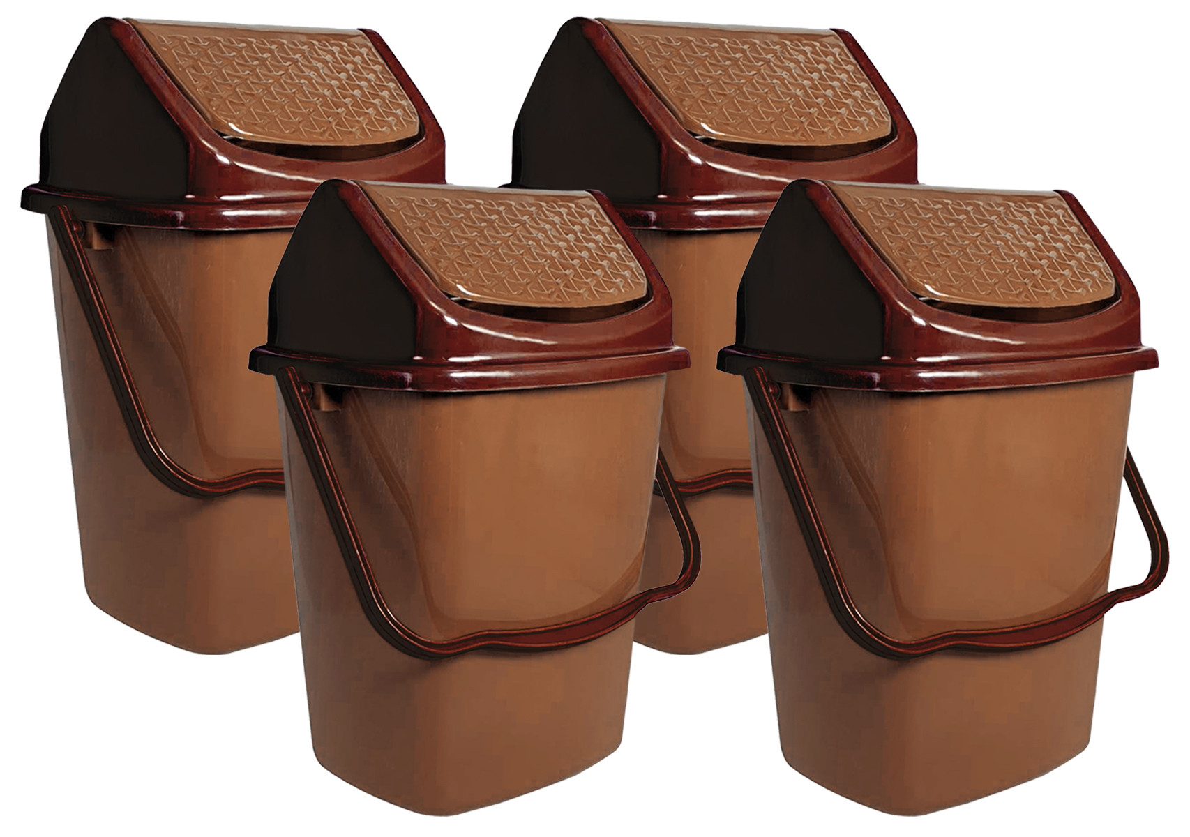 Kuber Industries Delight Plastic Swing  Garbage Waste Dustbin for Home, Office with Handle, 5 Liters (Light Brown)