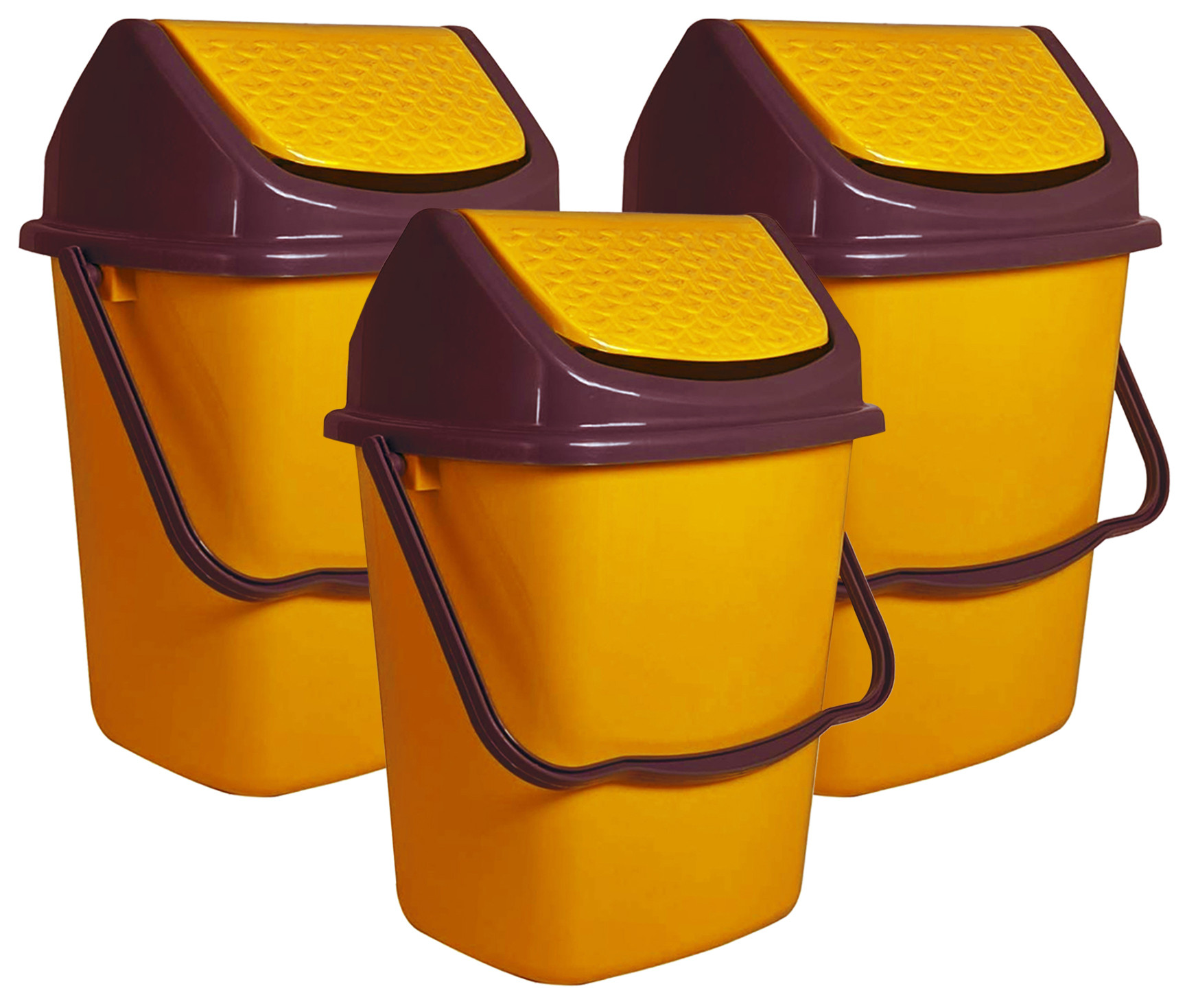 Kuber Industries Delight Plastic Swing  Garbage Waste Dustbin for Home, Office with Handle, 5 Liters (Yellow)