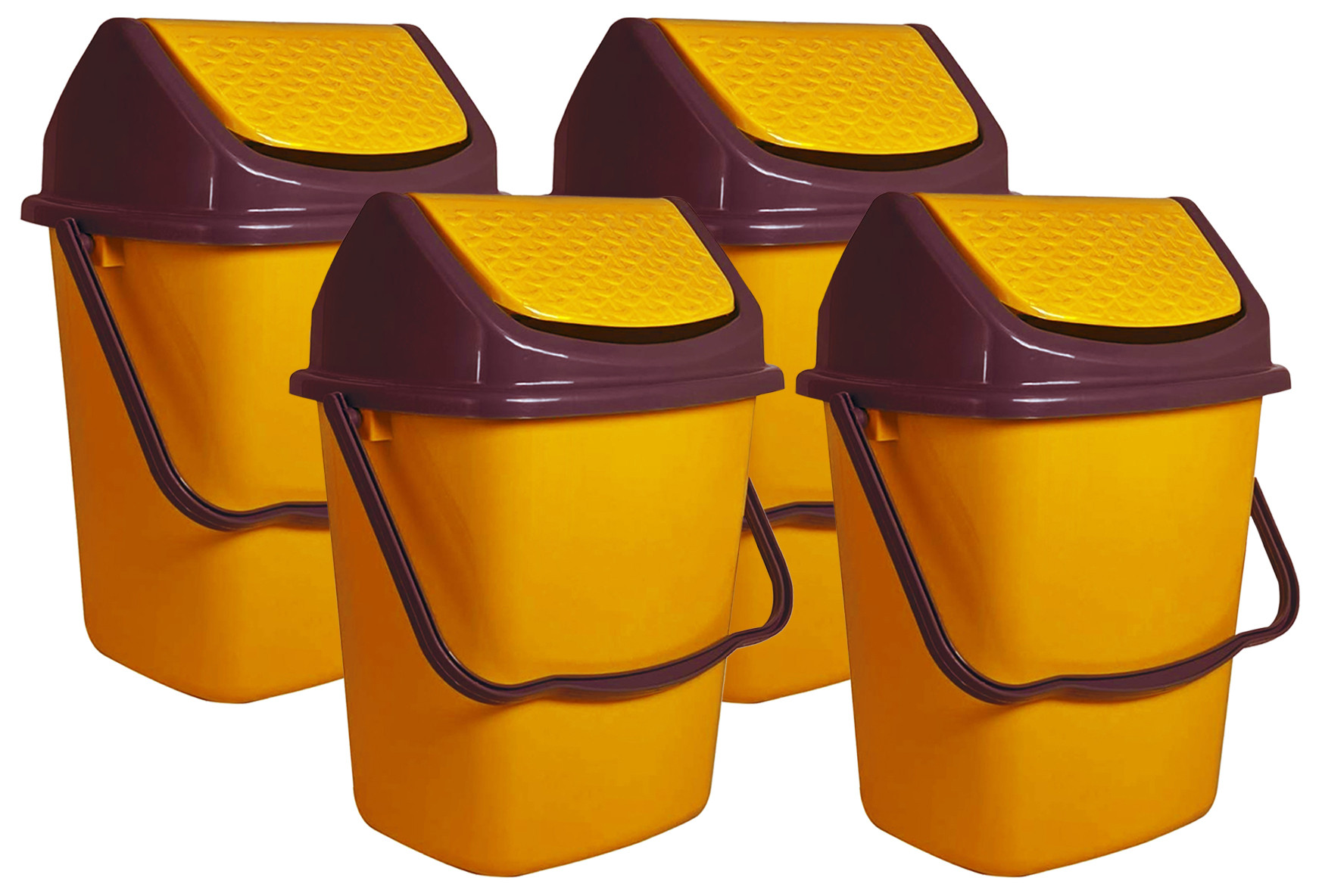 Kuber Industries Delight Plastic Swing  Garbage Waste Dustbin for Home, Office with Handle, 5 Liters (Yellow)