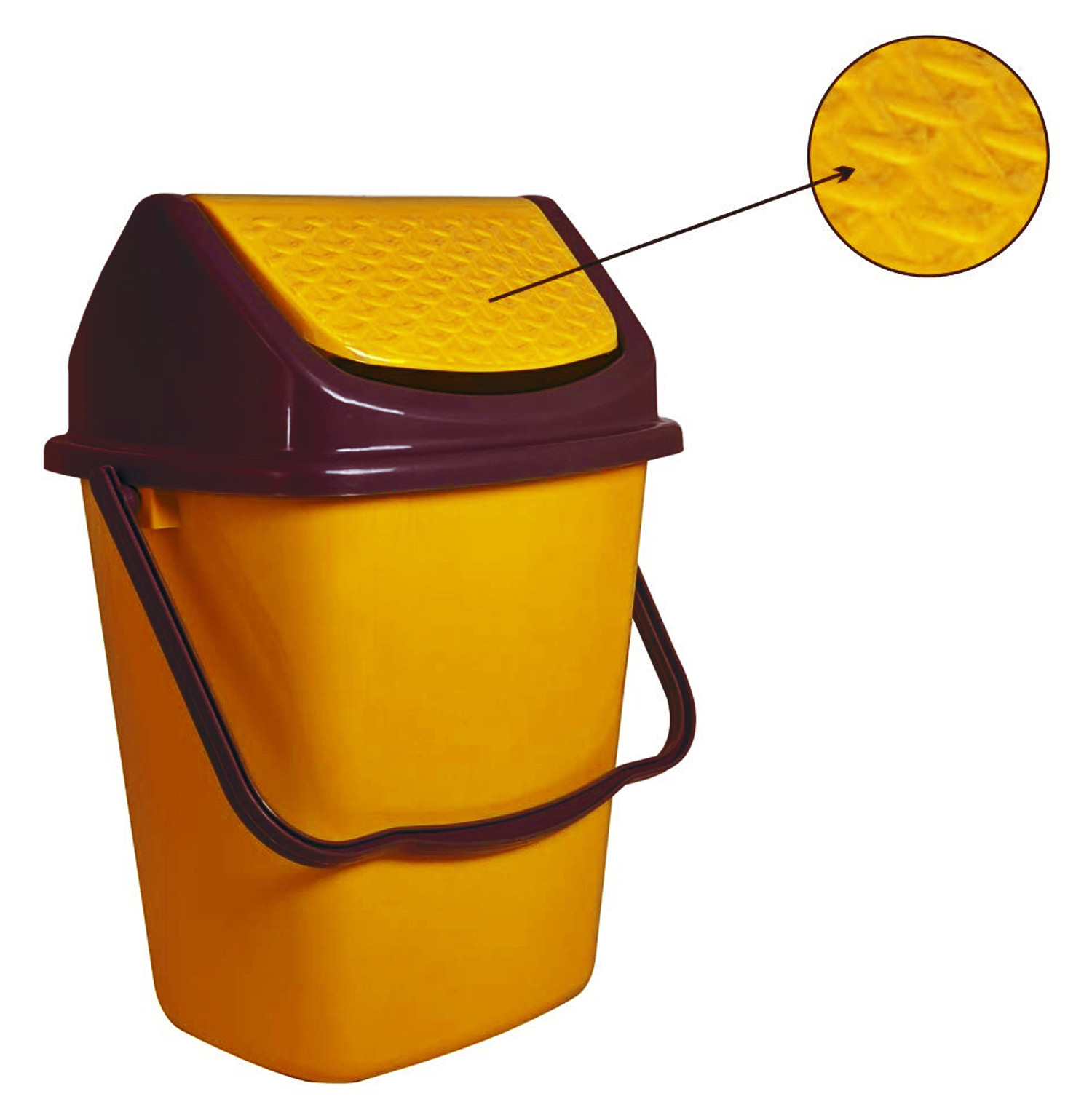 Kuber Industries Delight Plastic Swing  Garbage Waste Dustbin for Home, Office with Handle, 5 Liters (Yellow & Light Brown)