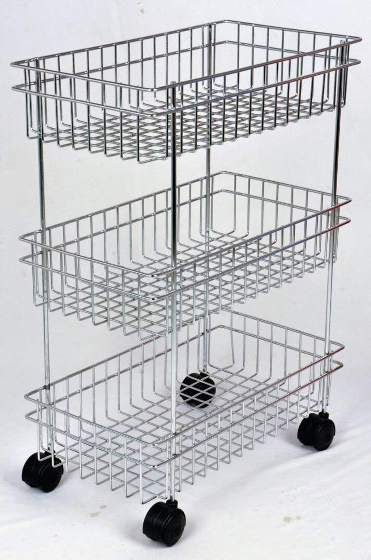 Kuber Industries Deluxe 3-Layer Stainless Steel Multipurpose Storage Rack/Shelf, Kitchen Rack With Wheels (Silver)