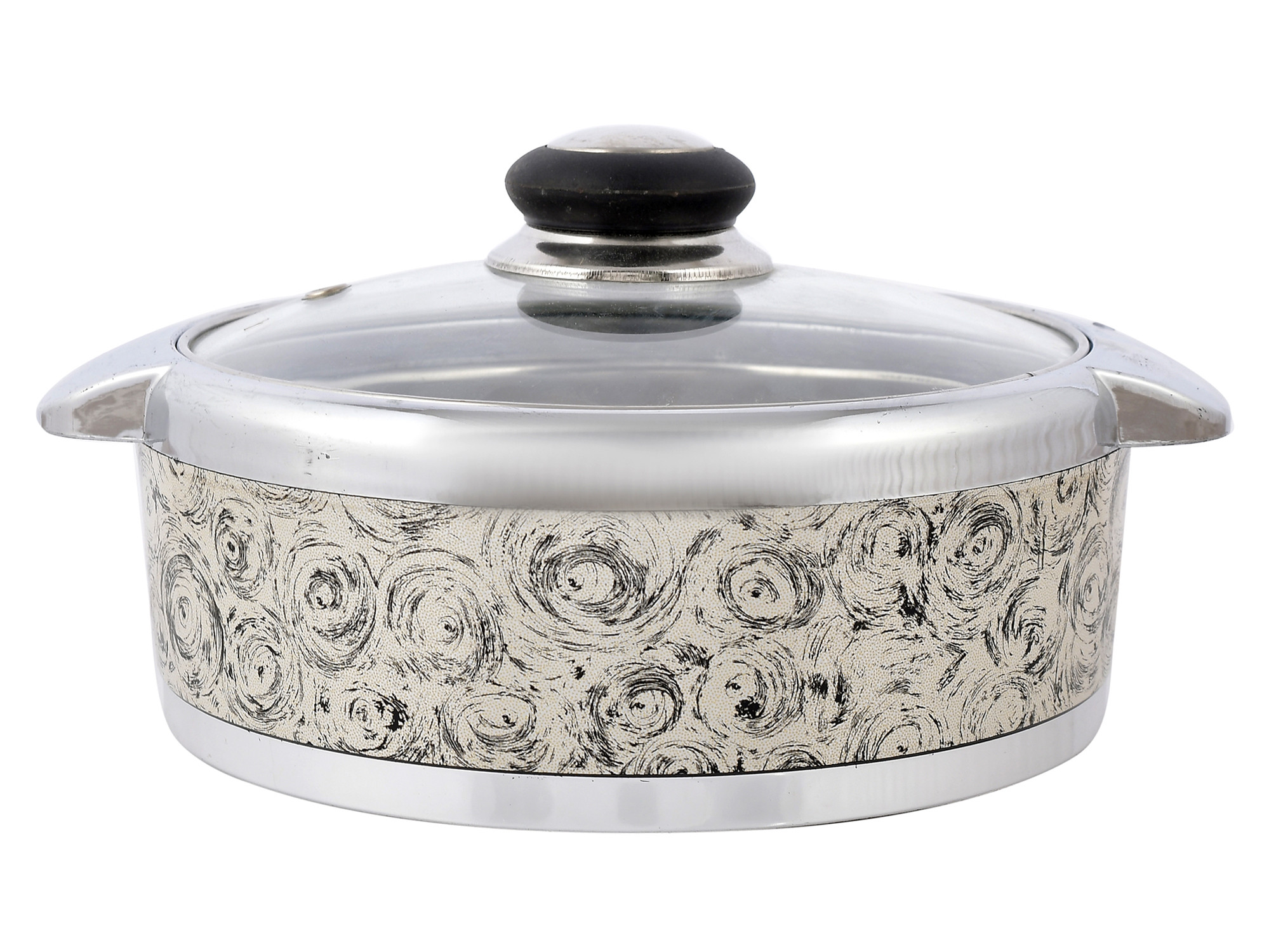 Kuber Industries Designer Inner Steel Casserole With Lid, 1500ml (Brown)-HS42KUBMART25013
