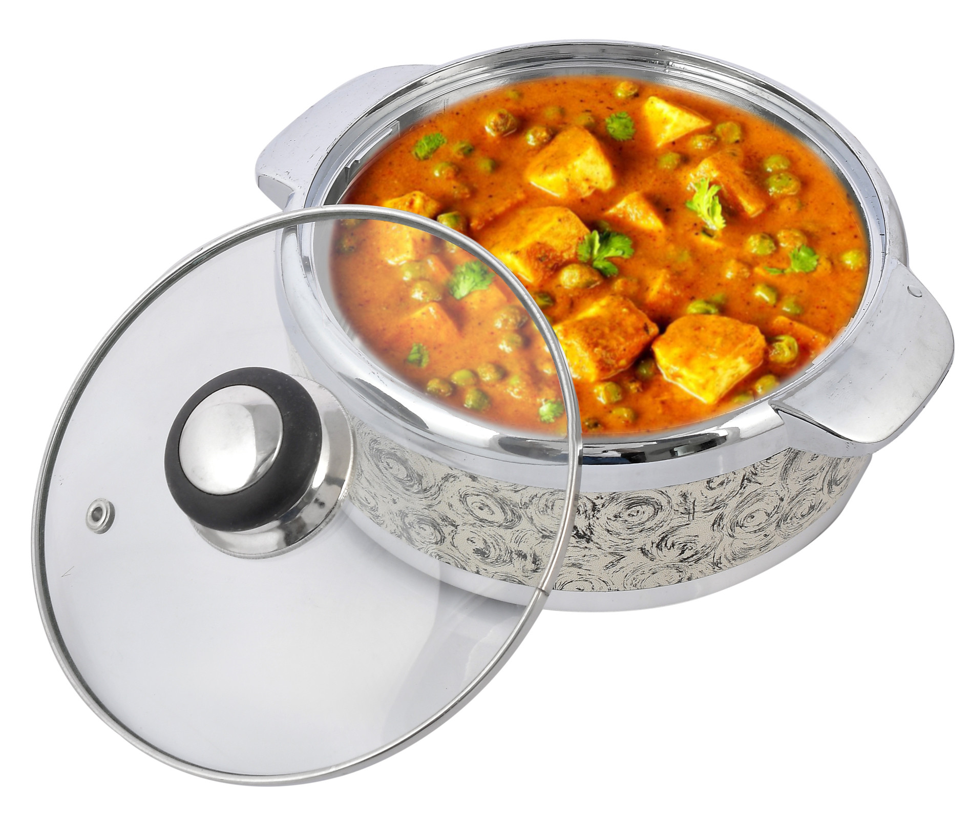 Kuber Industries Designer Inner Steel Casserole With Lid, 1500ml (Brown)-HS42KUBMART25013