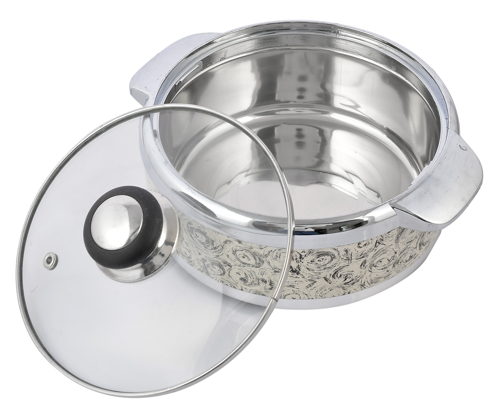 Kuber Industries Designer Inner Steel Casserole With Lid, 1500ml (Brown)-HS42KUBMART25013