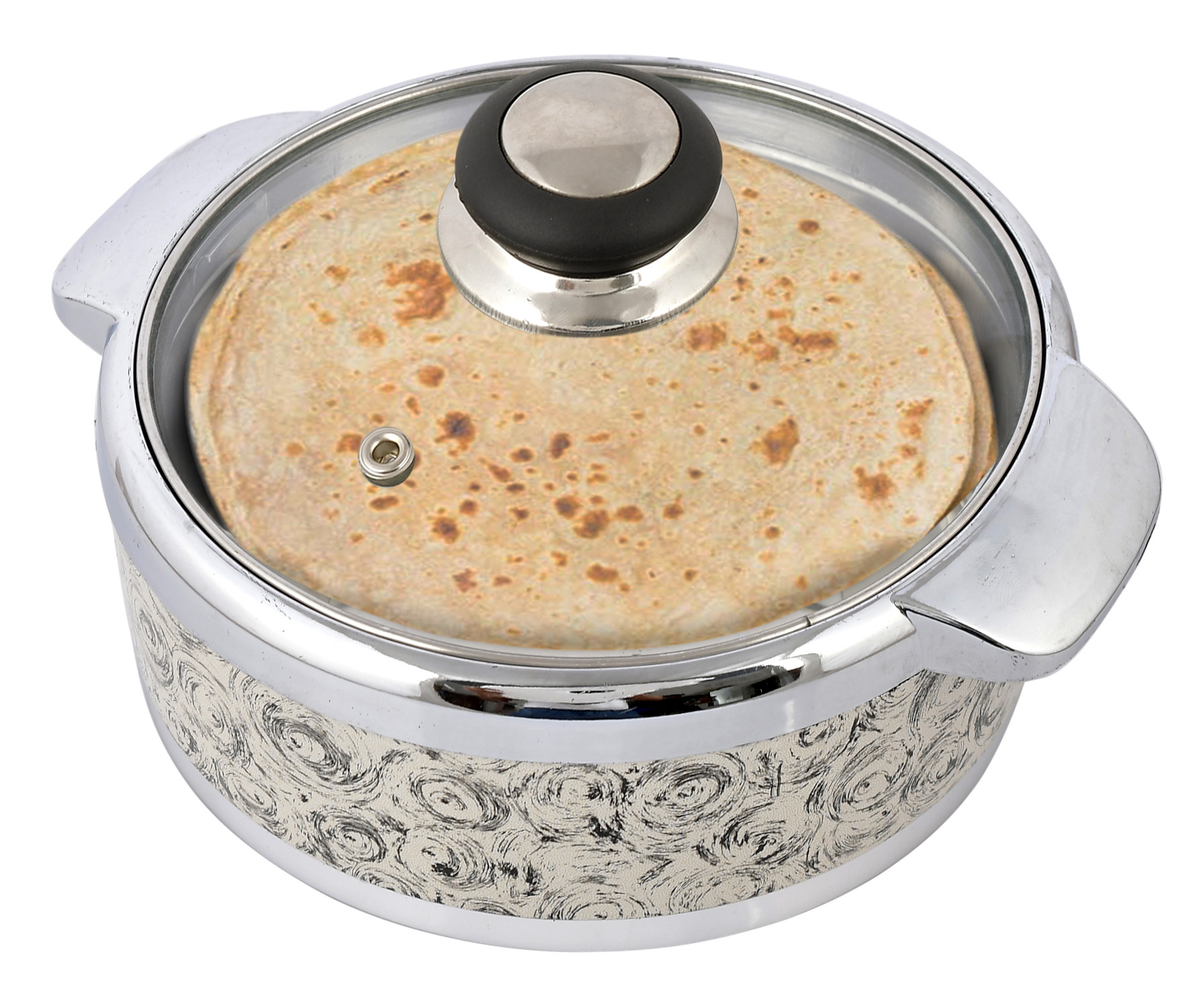 Kuber Industries Designer Inner Steel Casserole With Lid, 1500ml (Brown)-HS42KUBMART25013