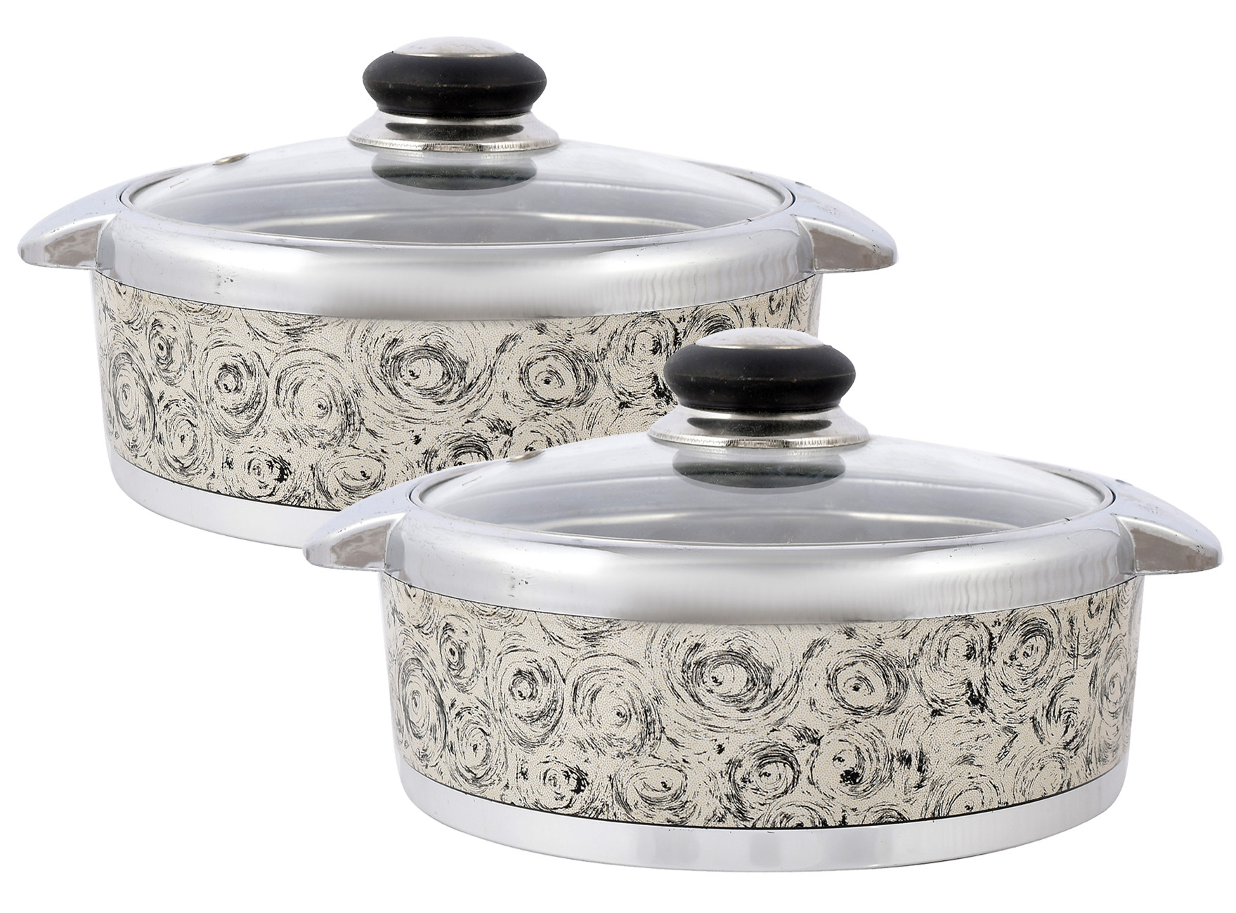 Kuber Industries Designer Inner Steel Casserole With Lid, 1500ml (Brown)-HS42KUBMART25013