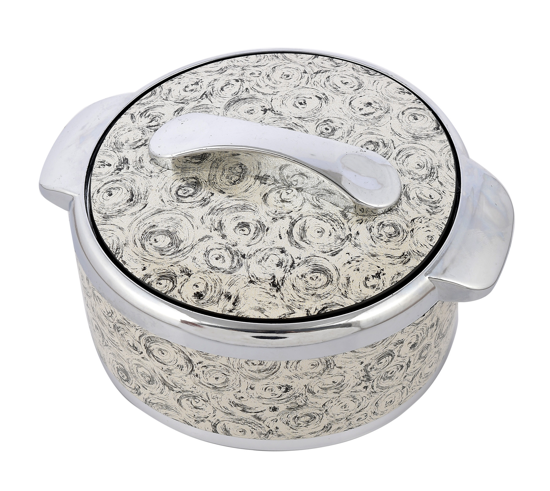 Kuber Industries Designer Inner Steel Casserole With Lid, 2000ml (Brown)-HS42KUBMART25017