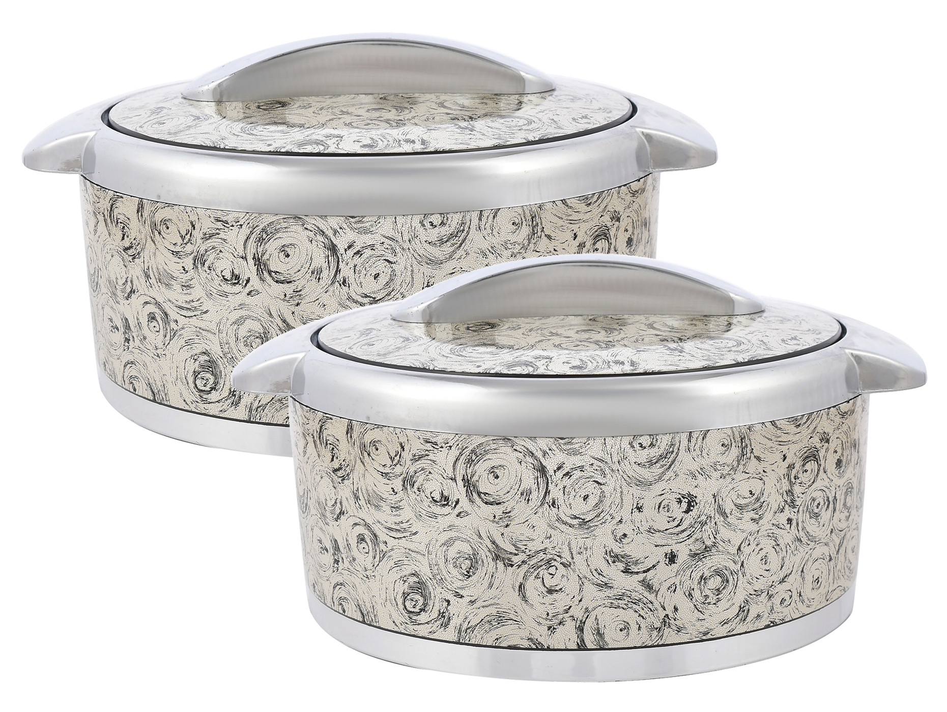 Kuber Industries Designer Inner Steel Casserole With Lid, 2000ml (Brown)-HS42KUBMART25017