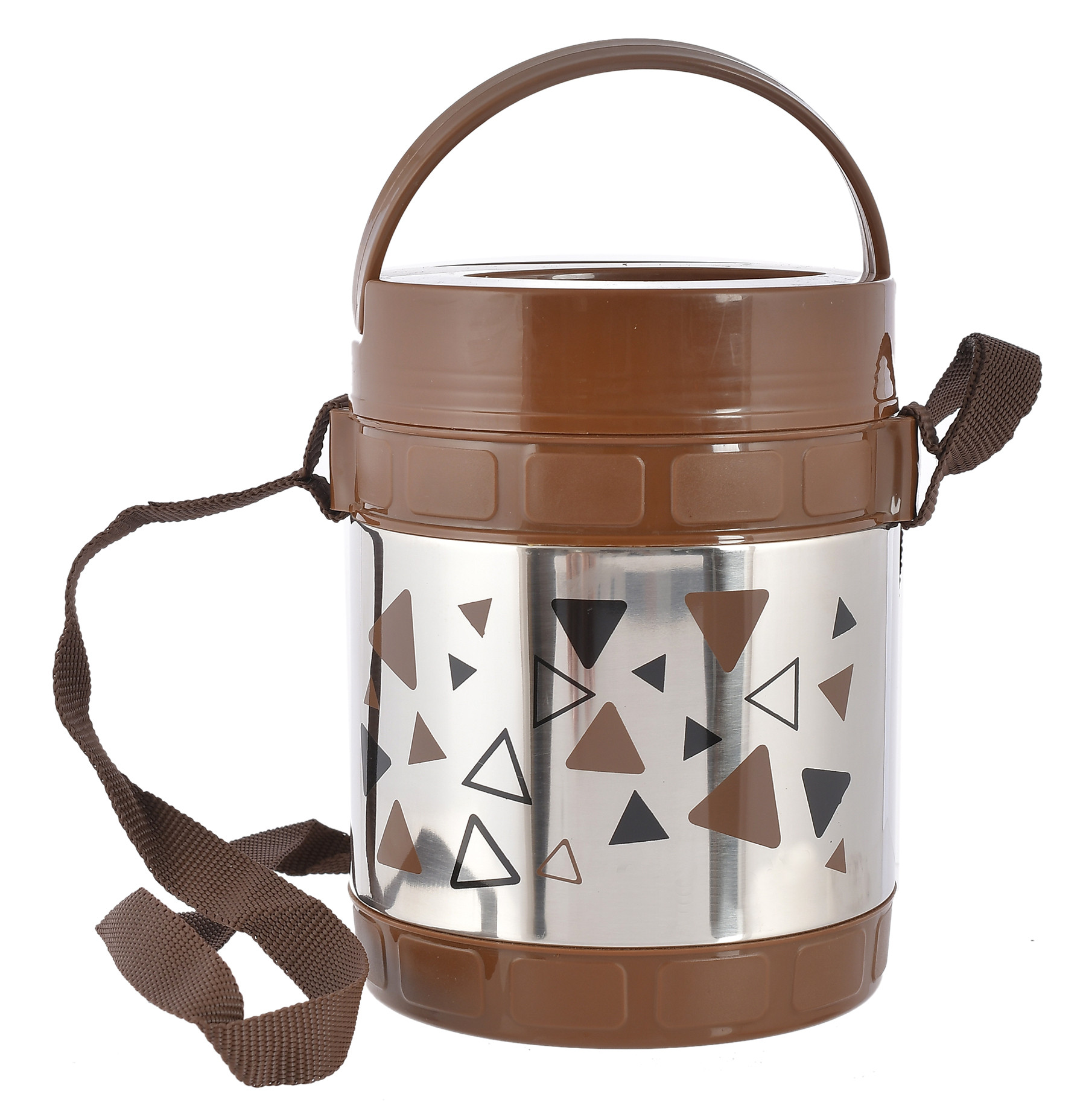 Kuber Industries Designer Insulated Stainless Steel Lunch Box With 3 Container (Brown)-HS42KUBMART25113