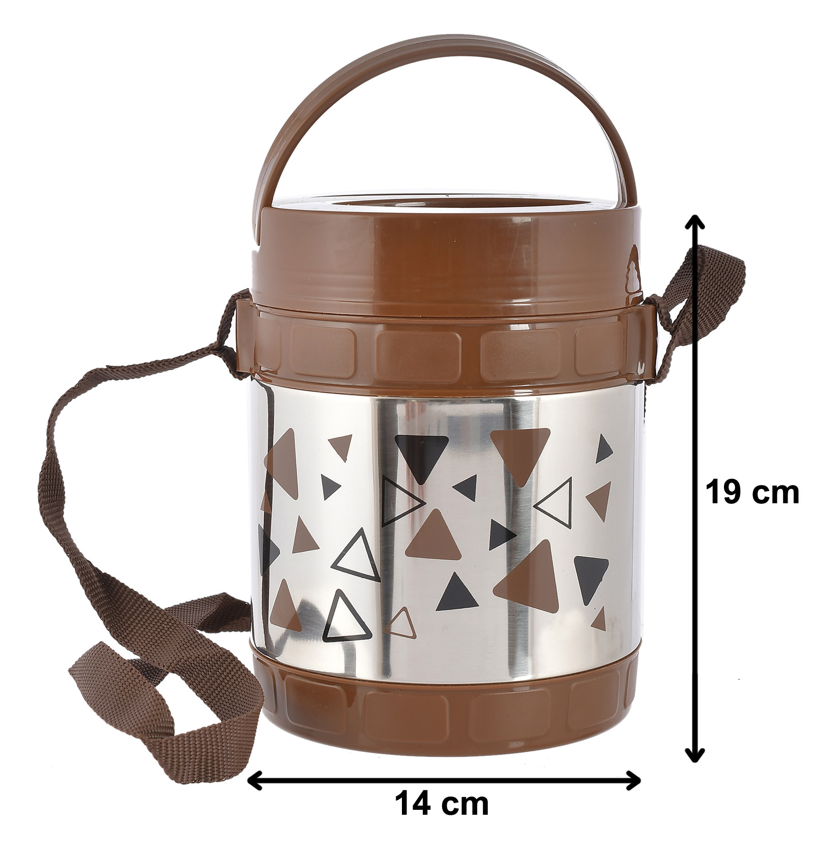 Kuber Industries Designer Insulated Stainless Steel Lunch Box With 3 Container (Brown)-HS42KUBMART25113