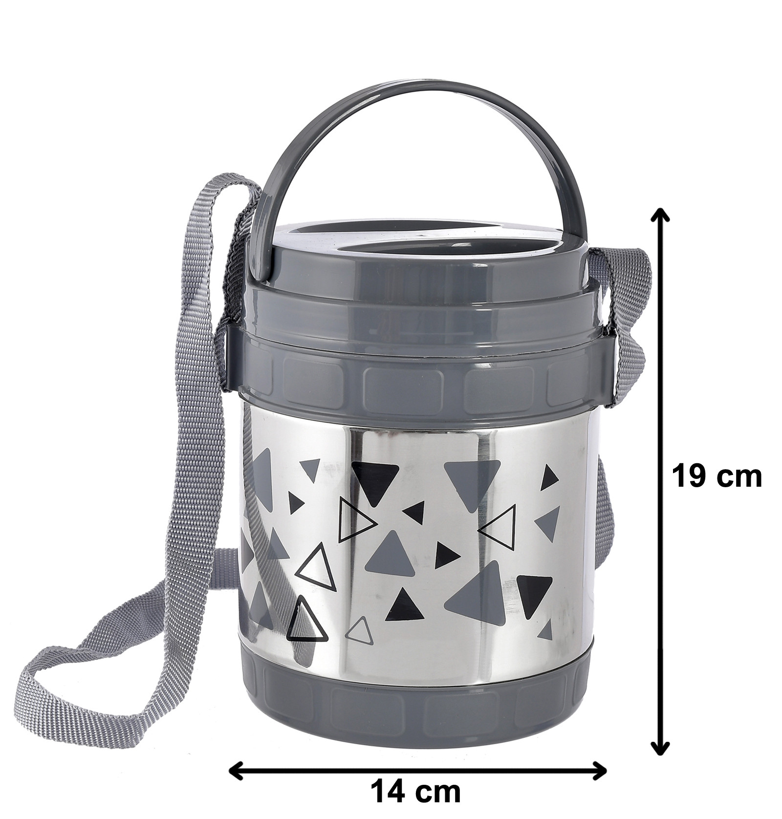 Kuber Industries Designer Insulated Stainless Steel Lunch Box With 3 Container (Grey)-HS42KUBMART25109