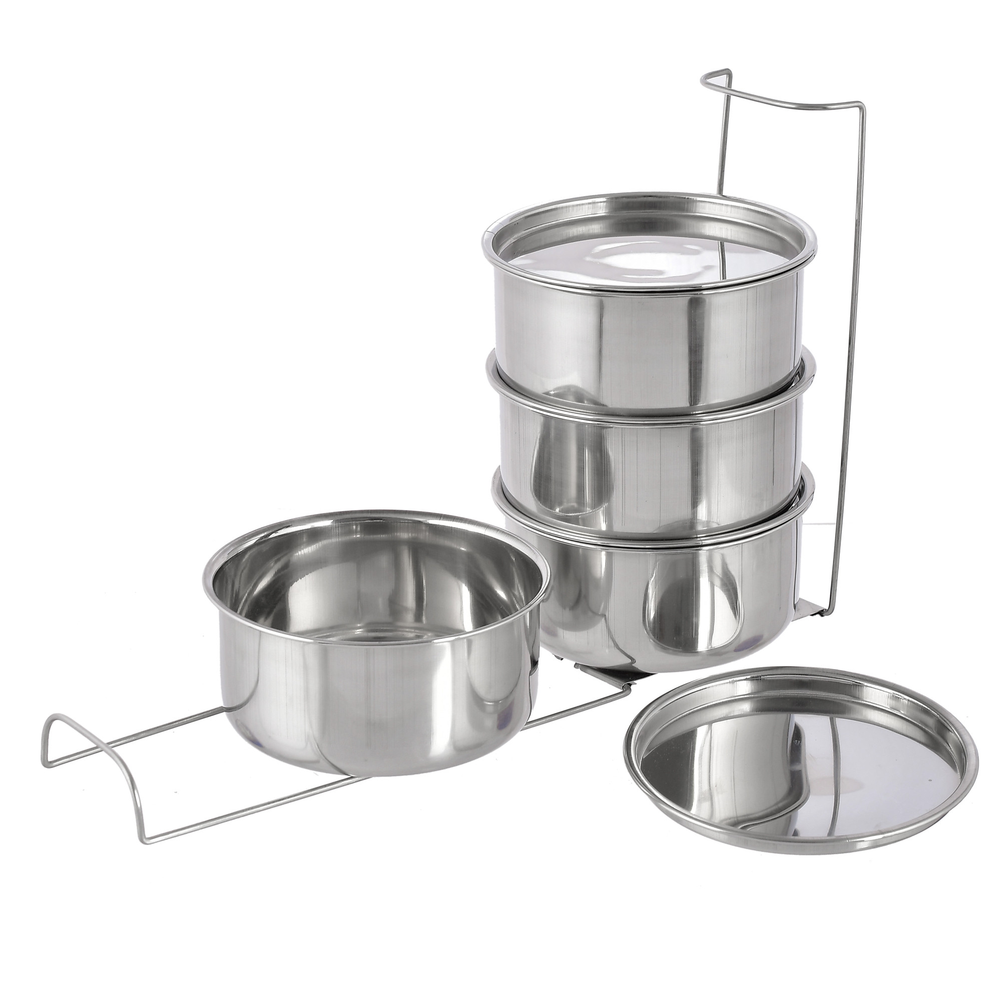 Kuber Industries Designer Insulated Stainless Steel Lunch Box With 4 Container (Brown)-HS42KUBMART25117