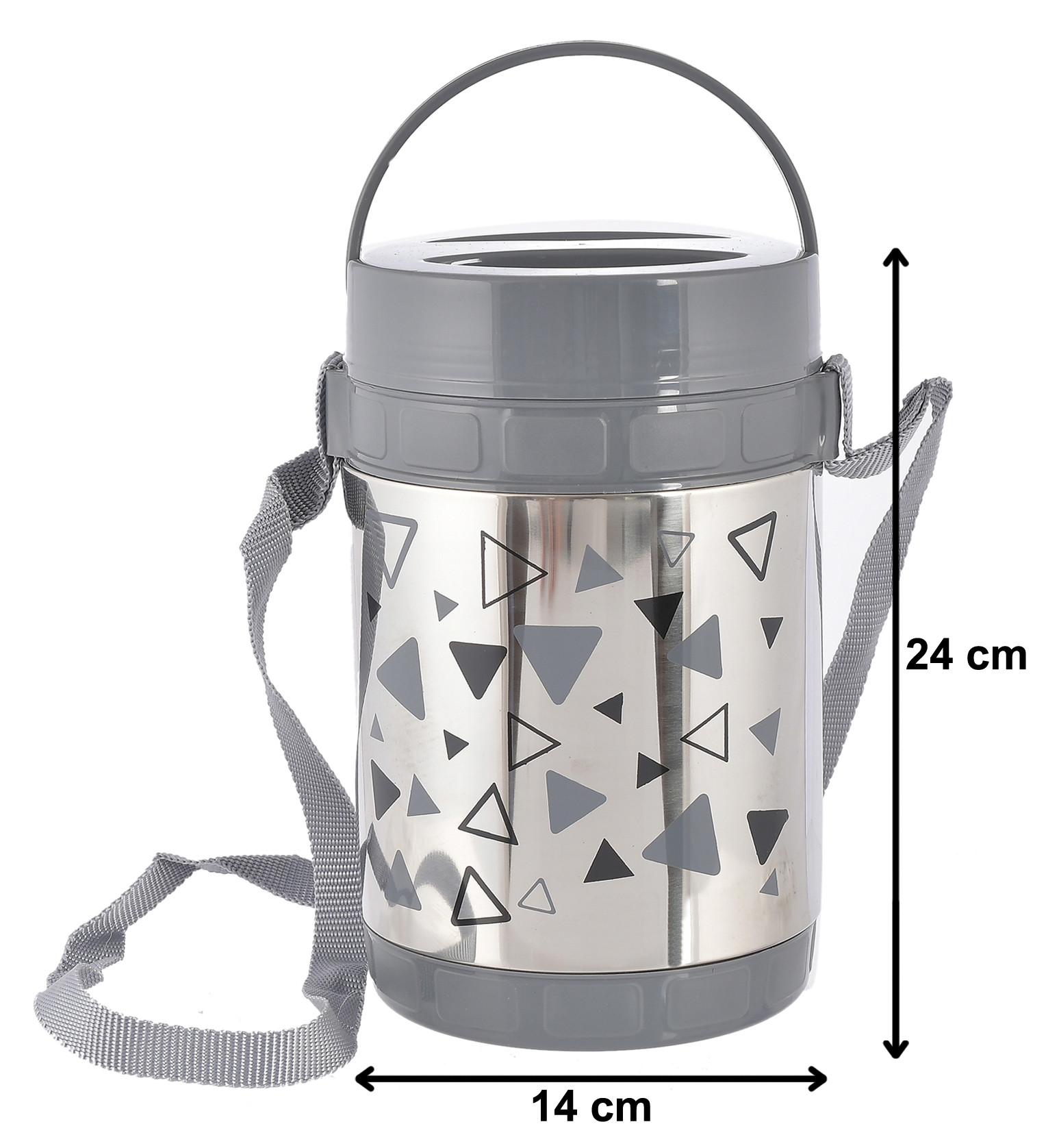 Kuber Industries Designer Insulated Stainless Steel Lunch Box With 4 Container (Grey)-HS42KUBMART25115