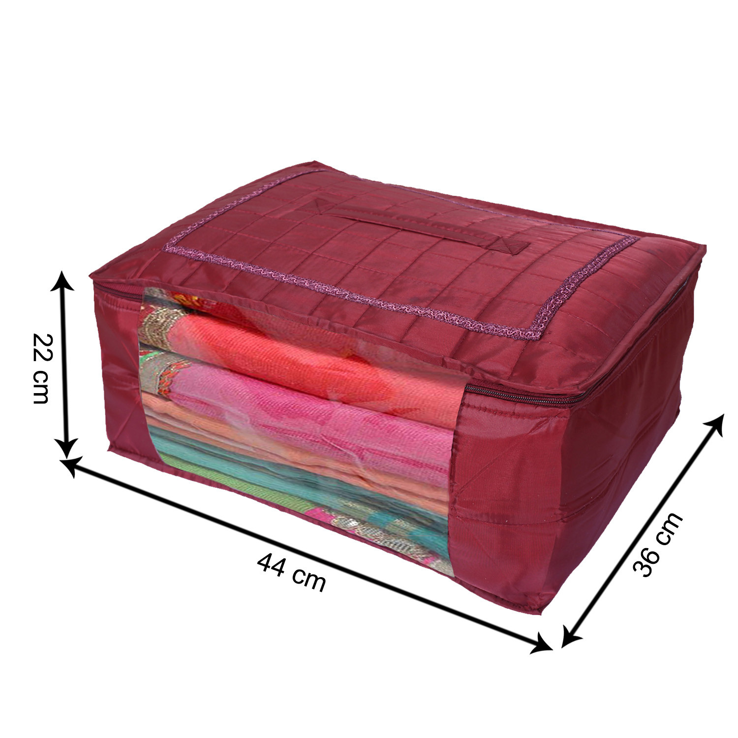 Kuber Industries Designer Saree Cover|Parachute Foldable Clothes For Home & Traveling|With Transparent Window Extra Large,(Maroon)