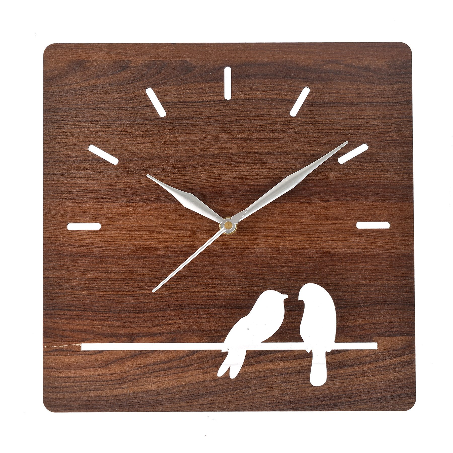 Kuber Industries Designer Wooden Decorative Square Wall Clock For Home/Kitchen/Office (Brown)-HS43KUBMART26737