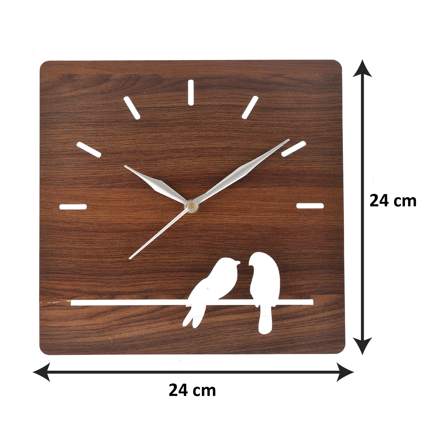 Kuber Industries Designer Wooden Decorative Square Wall Clock For Home/Kitchen/Office (Brown)-HS43KUBMART26737