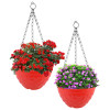 Kuber Industries Diamond Flower Pot|Durable Plastic Hanging Basket Flower Planter with Chain for Home|Garden|Balcony (Red)