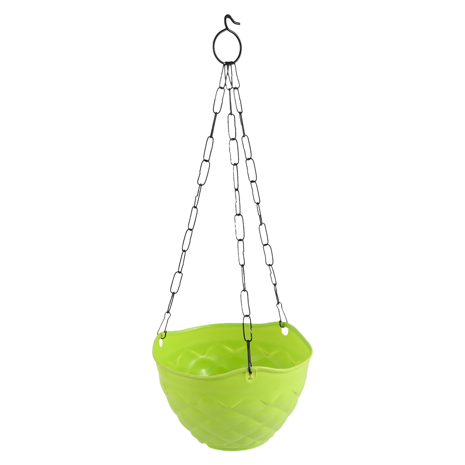 Kuber Industries Diamond Flower Pot|Durable Plastic Hanging Basket Flower Planter with Chain for Home|Garden|Balcony (Green)