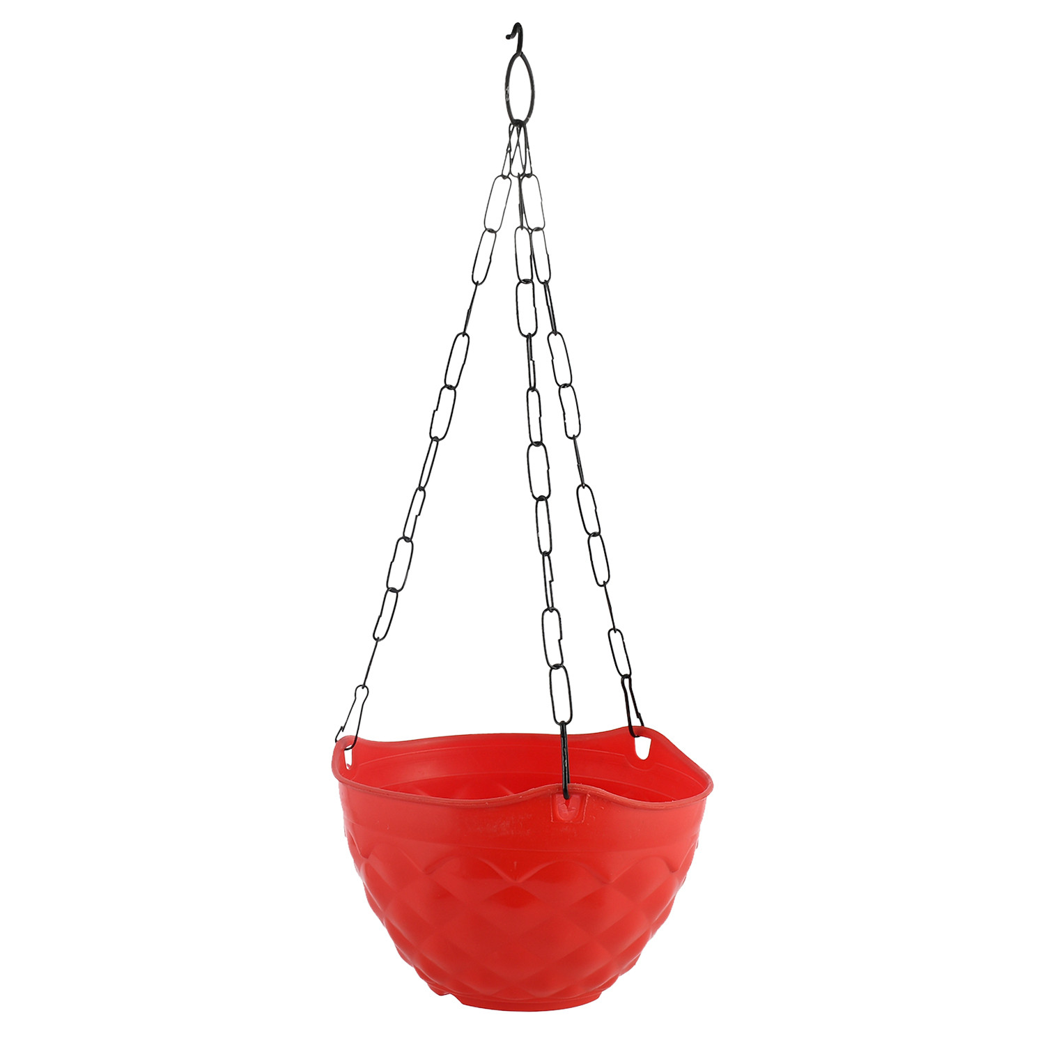 Kuber Industries Diamond Flower Pot|Durable Plastic Hanging Basket Flower Planter with Chain for Home|Garden|Balcony|Pack of 2 (Red & Green)