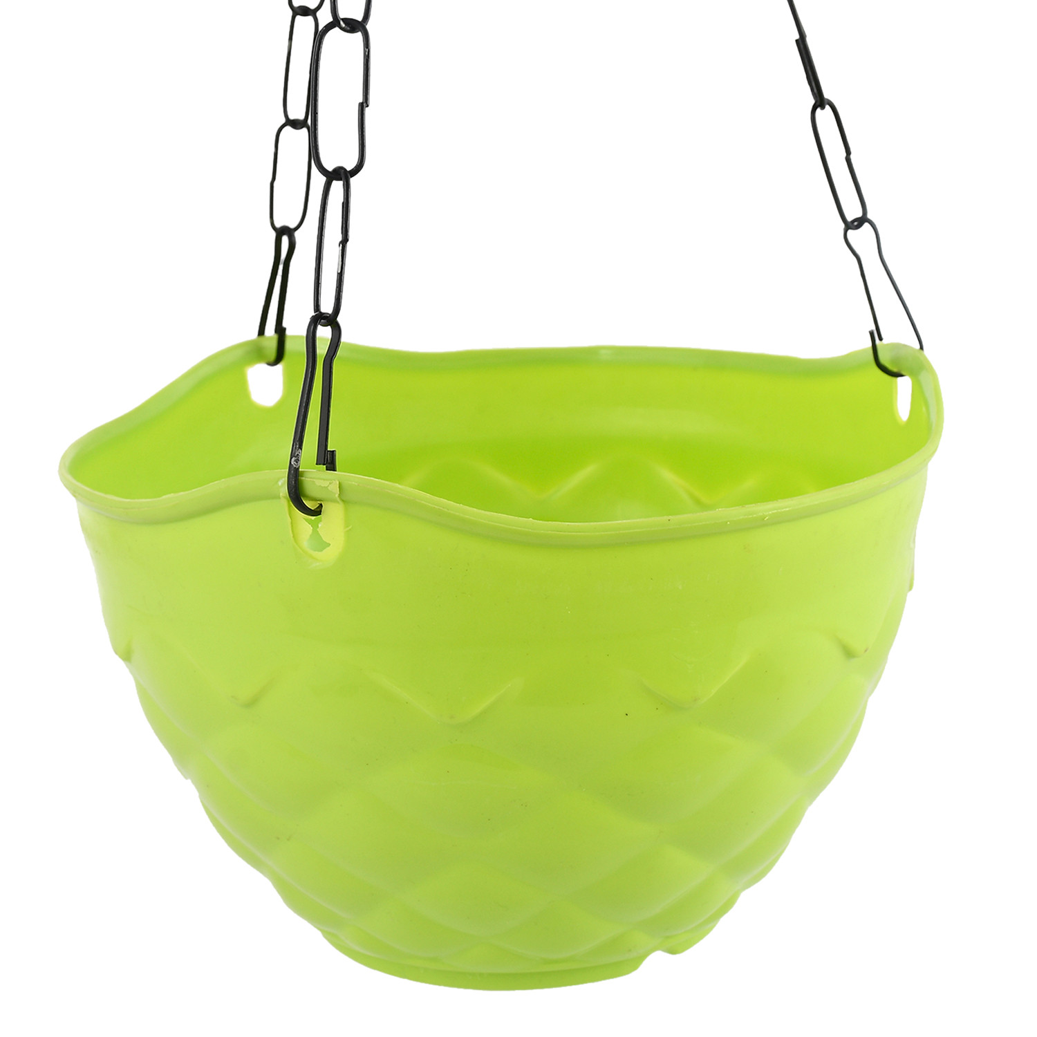 Kuber Industries Diamond Flower Pot|Durable Plastic Hanging Basket Flower Planter with Chain for Home|Garden|Balcony|Pack of 2 (Red & Green)