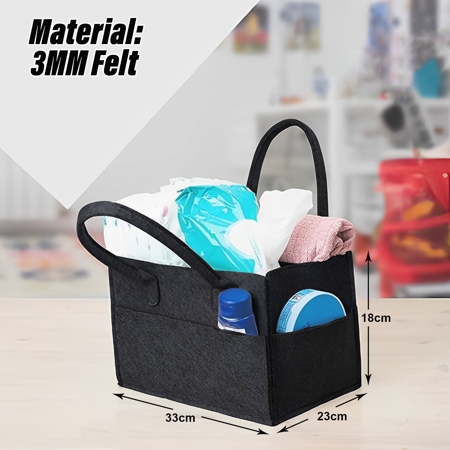 Kuber Industries Diaper Caddy Bag For Travel|Baby Bag For smart mothers|Nursery Storage Foldable Organizer (Black)