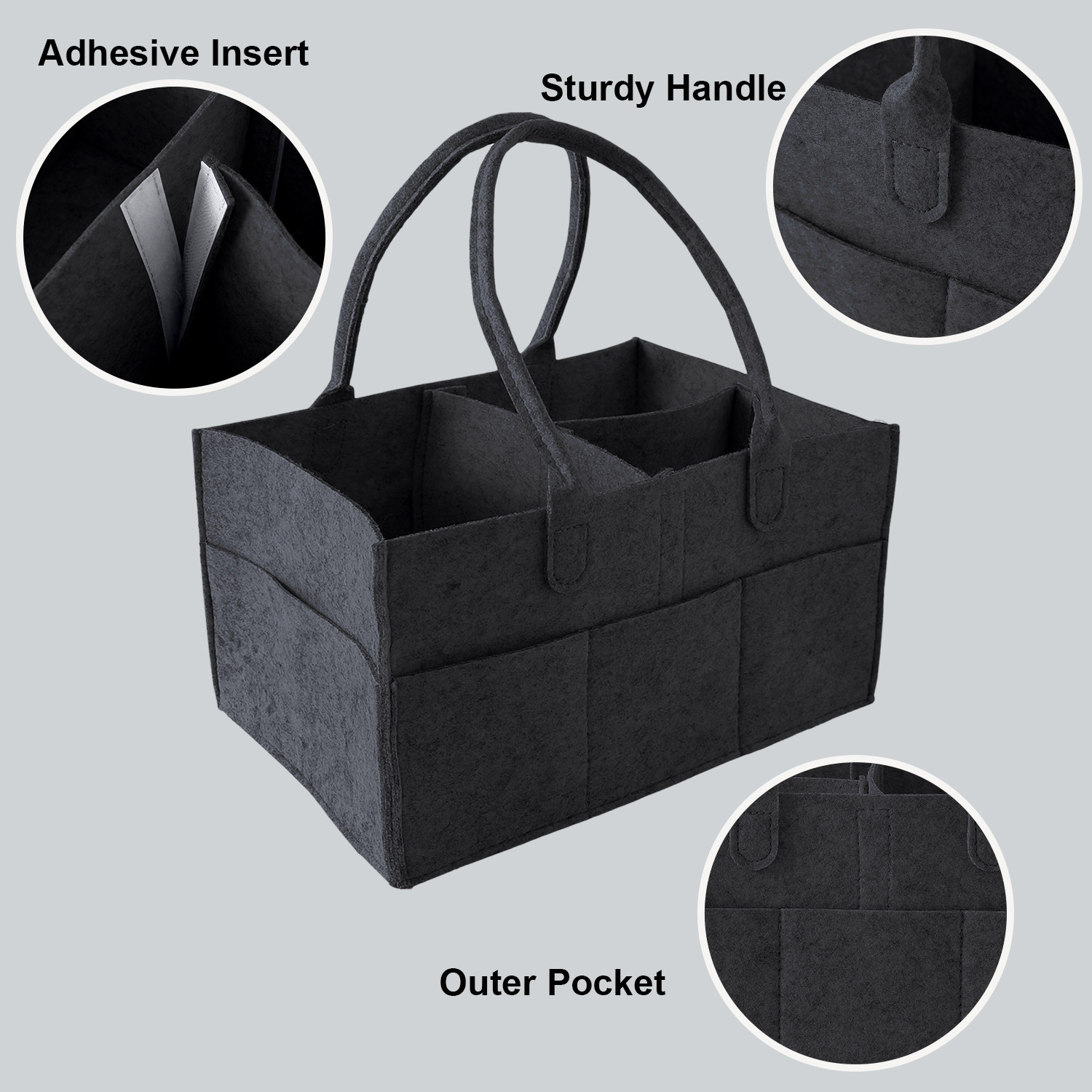 Kuber Industries Diaper Caddy Bag For Travel|Baby Bag For smart mothers|Nursery Storage Foldable Organizer (Black)