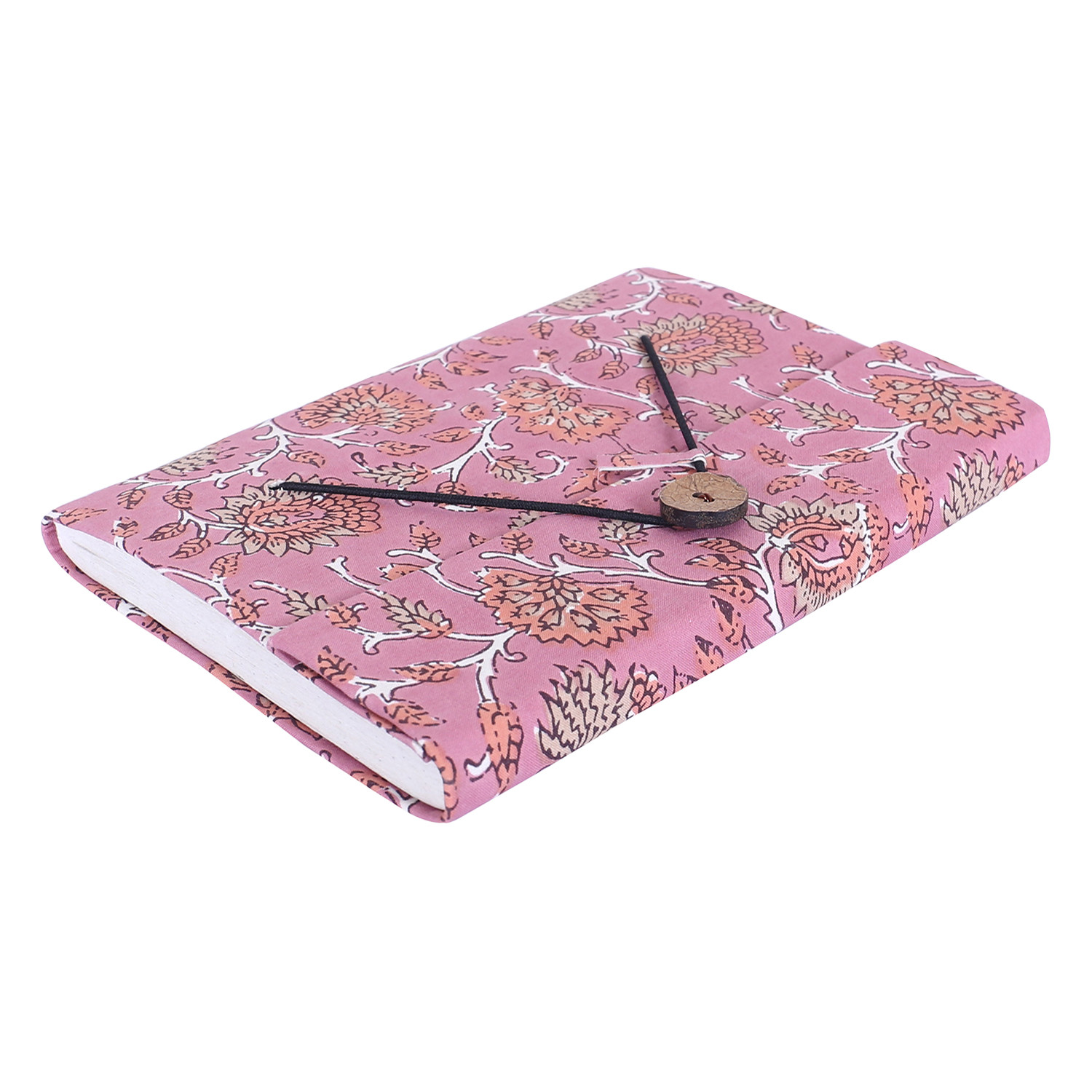 Kuber Industries Diary | Cardboard Travel Notebook | Diary for Journey | Leaf Button Diary | Diary for Writing Thoughts & Memories | Relieve Stress | Light Pink